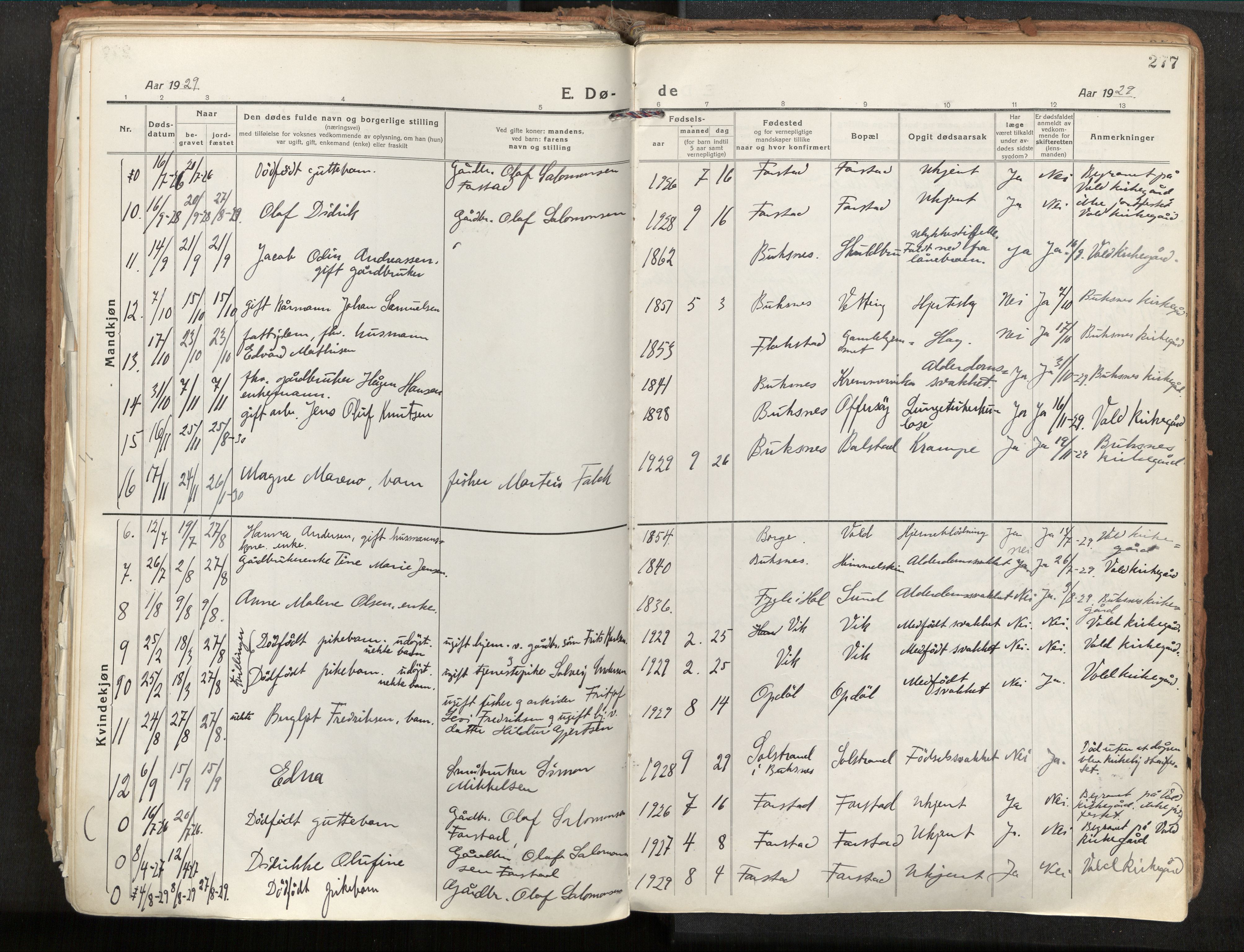 Ministerialprotokoller, klokkerbøker og fødselsregistre - Nordland, AV/SAT-A-1459/881/L1160: Parish register (official) no. 881A13, 1919-1937, p. 277