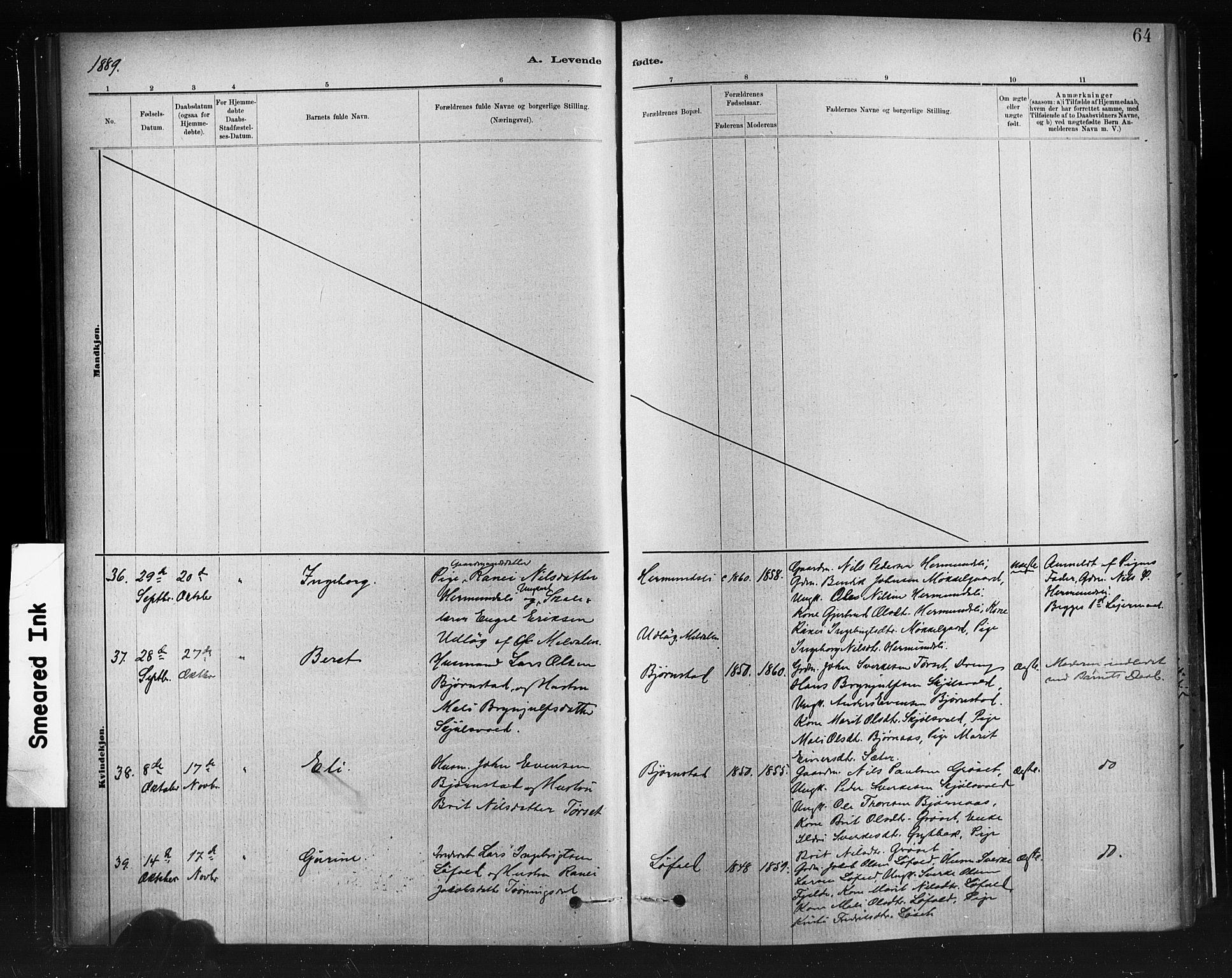 Ministerialprotokoller, klokkerbøker og fødselsregistre - Møre og Romsdal, AV/SAT-A-1454/598/L1069: Parish register (official) no. 598A03, 1882-1895, p. 64