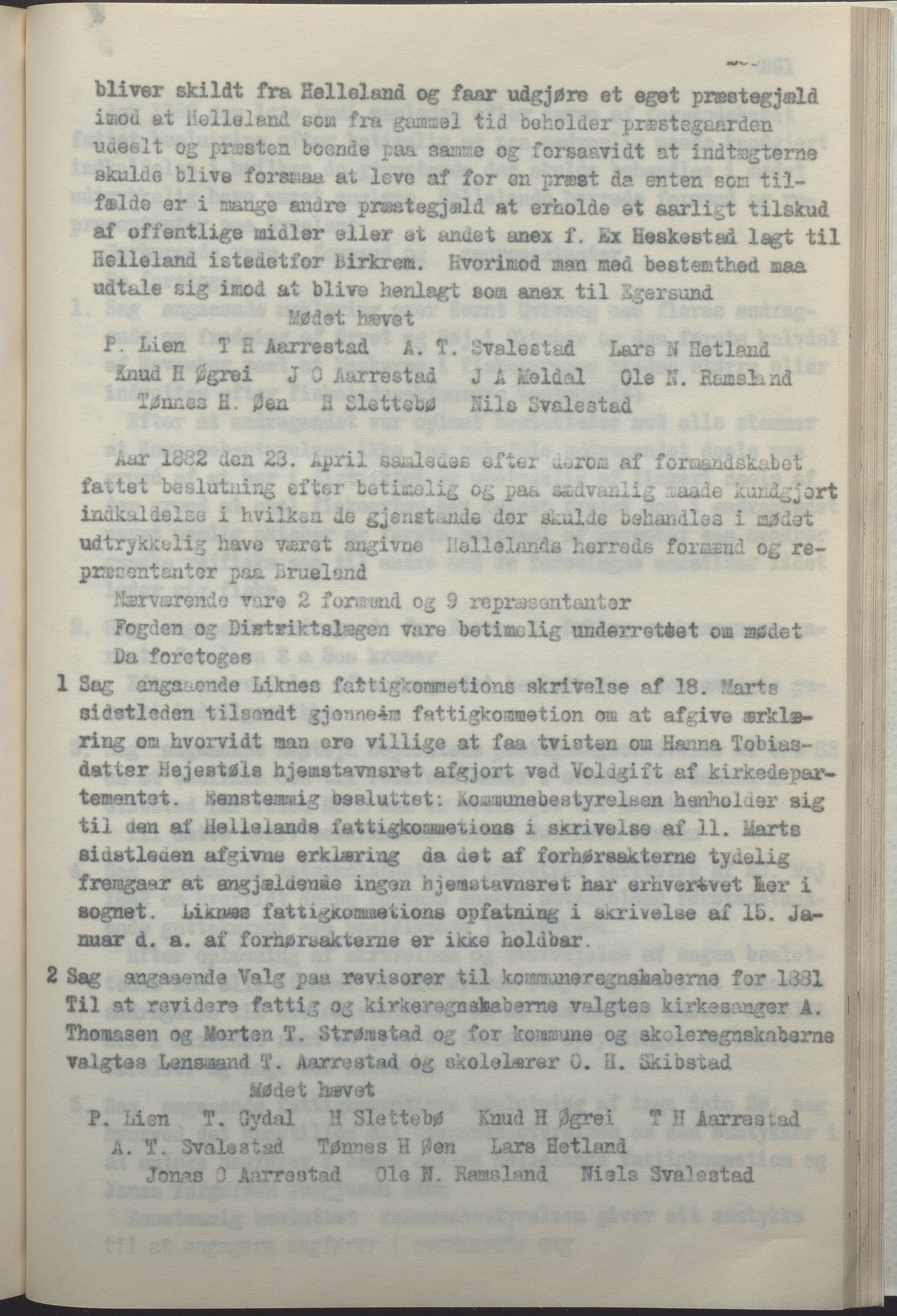 Helleland kommune - Formannskapet, IKAR/K-100479/A/Ab/L0002: Avskrift av møtebok, 1866-1887, p. 260