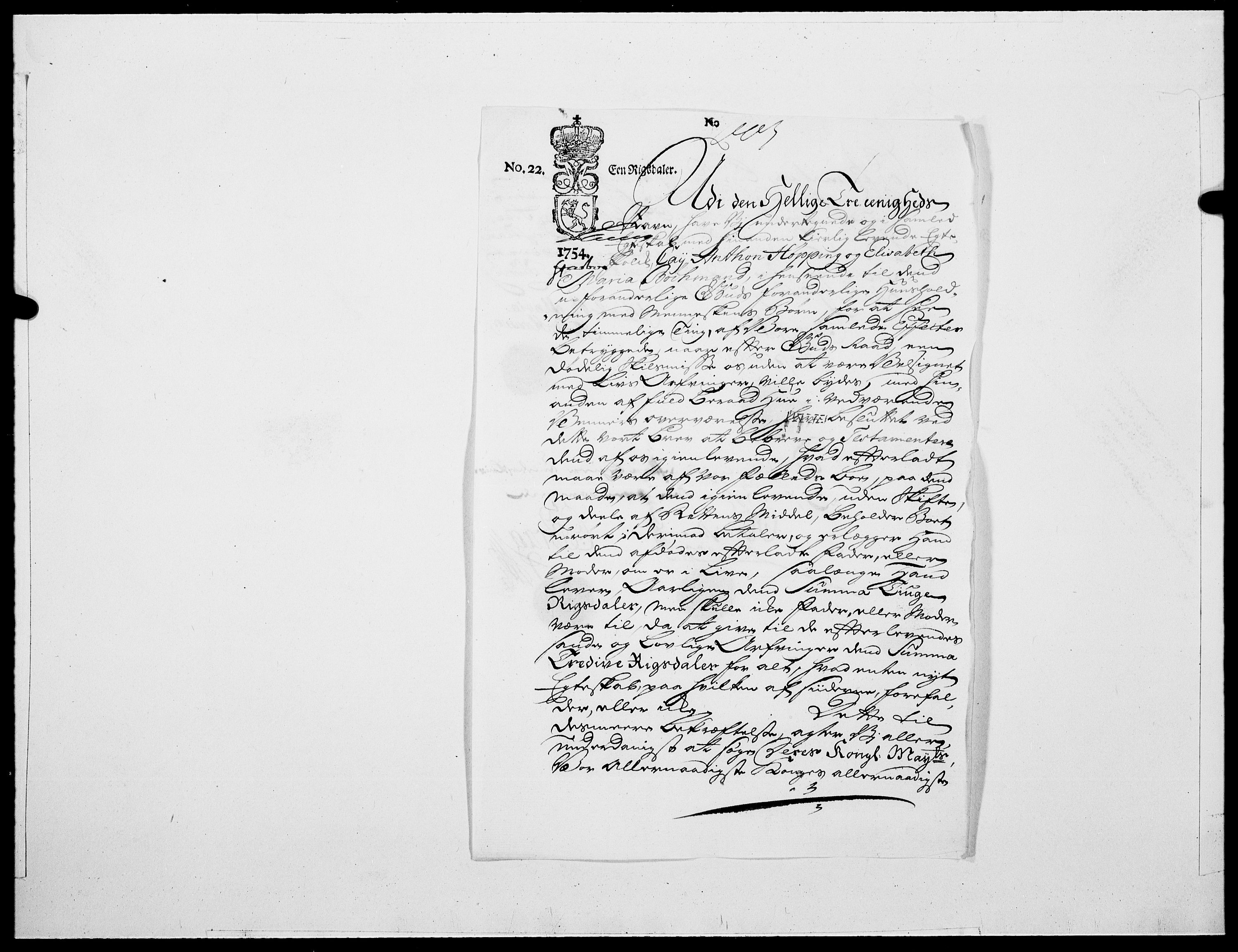 Danske Kanselli 1572-1799, AV/RA-EA-3023/F/Fc/Fcc/Fcca/L0167: Norske innlegg 1572-1799, 1754, p. 3