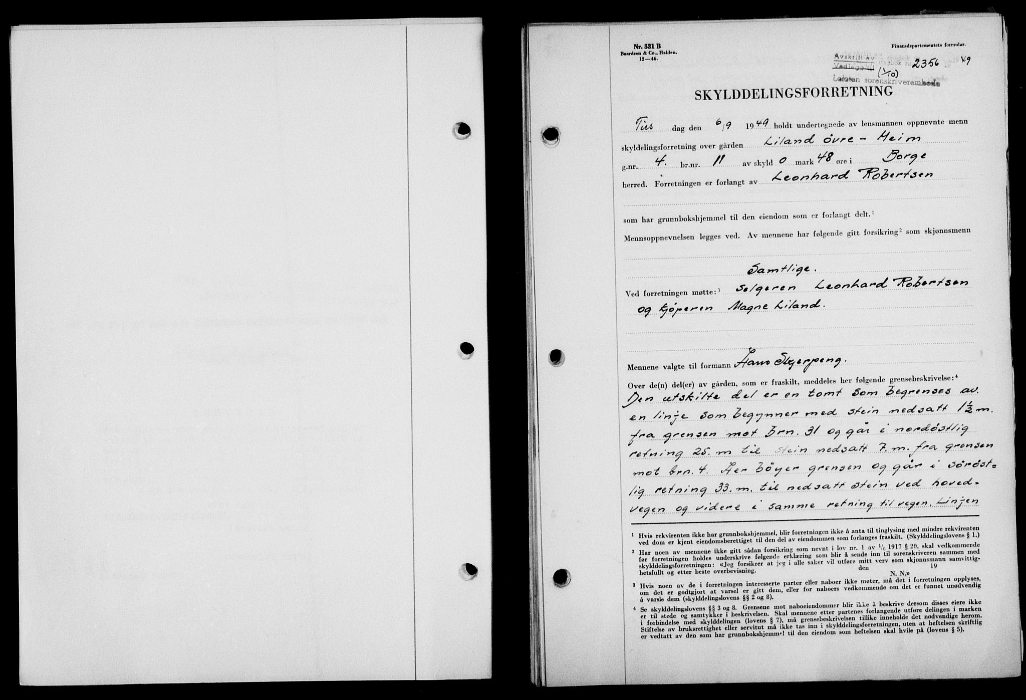 Lofoten sorenskriveri, SAT/A-0017/1/2/2C/L0022a: Mortgage book no. 22a, 1949-1950, Diary no: : 2356/1949
