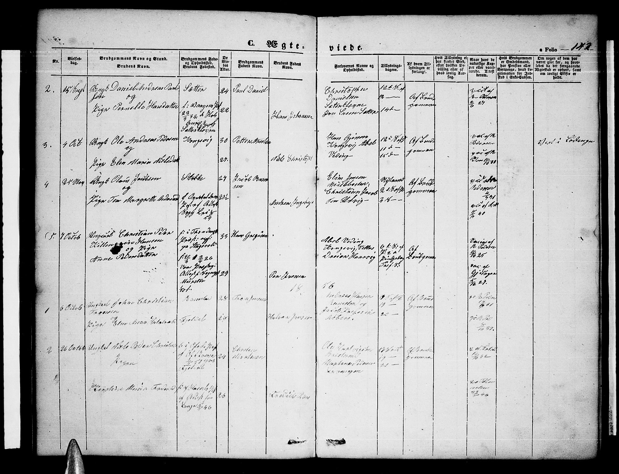 Ministerialprotokoller, klokkerbøker og fødselsregistre - Nordland, AV/SAT-A-1459/865/L0929: Parish register (copy) no. 865C01, 1840-1866, p. 142