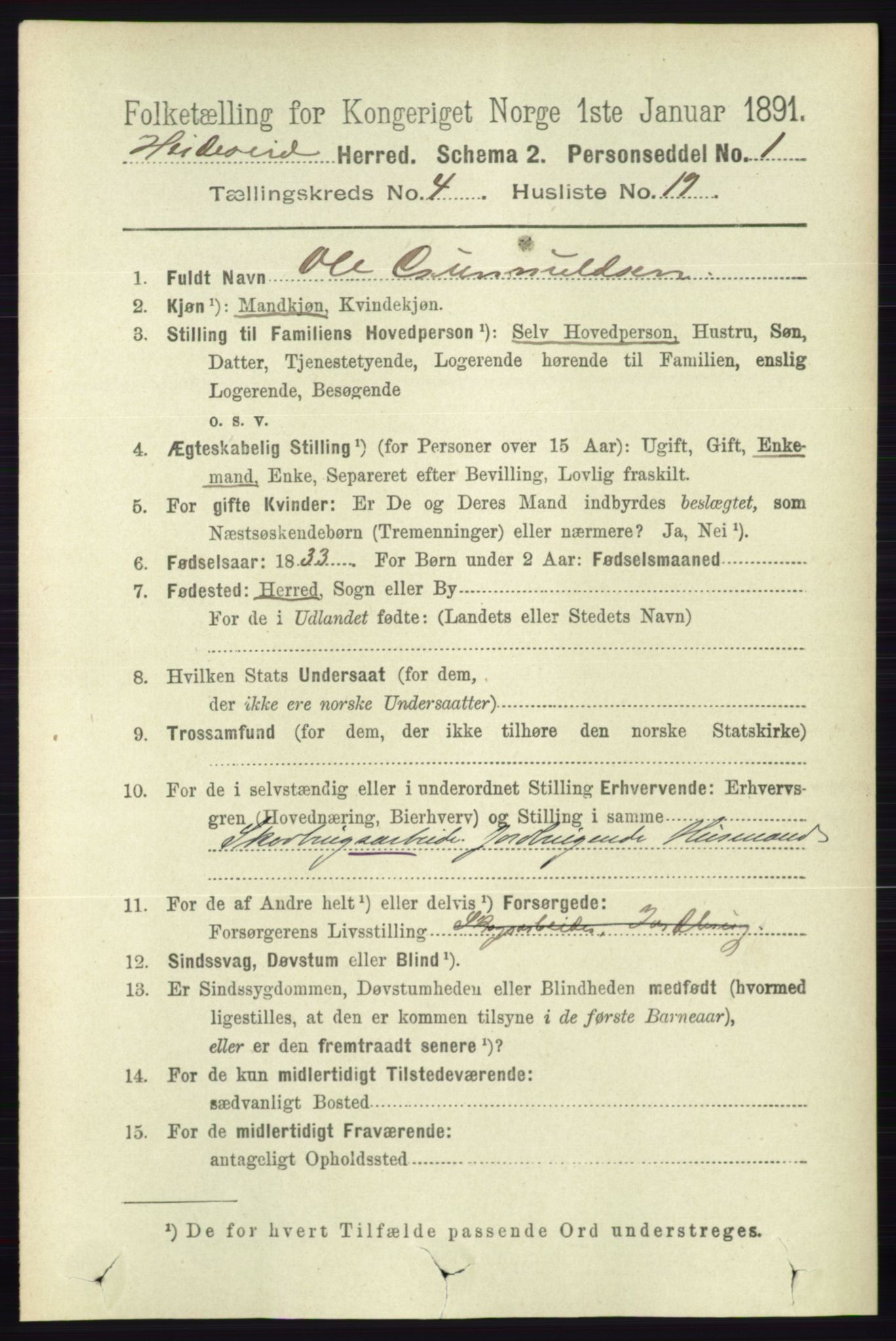 RA, 1891 census for 0829 Kviteseid, 1891, p. 844