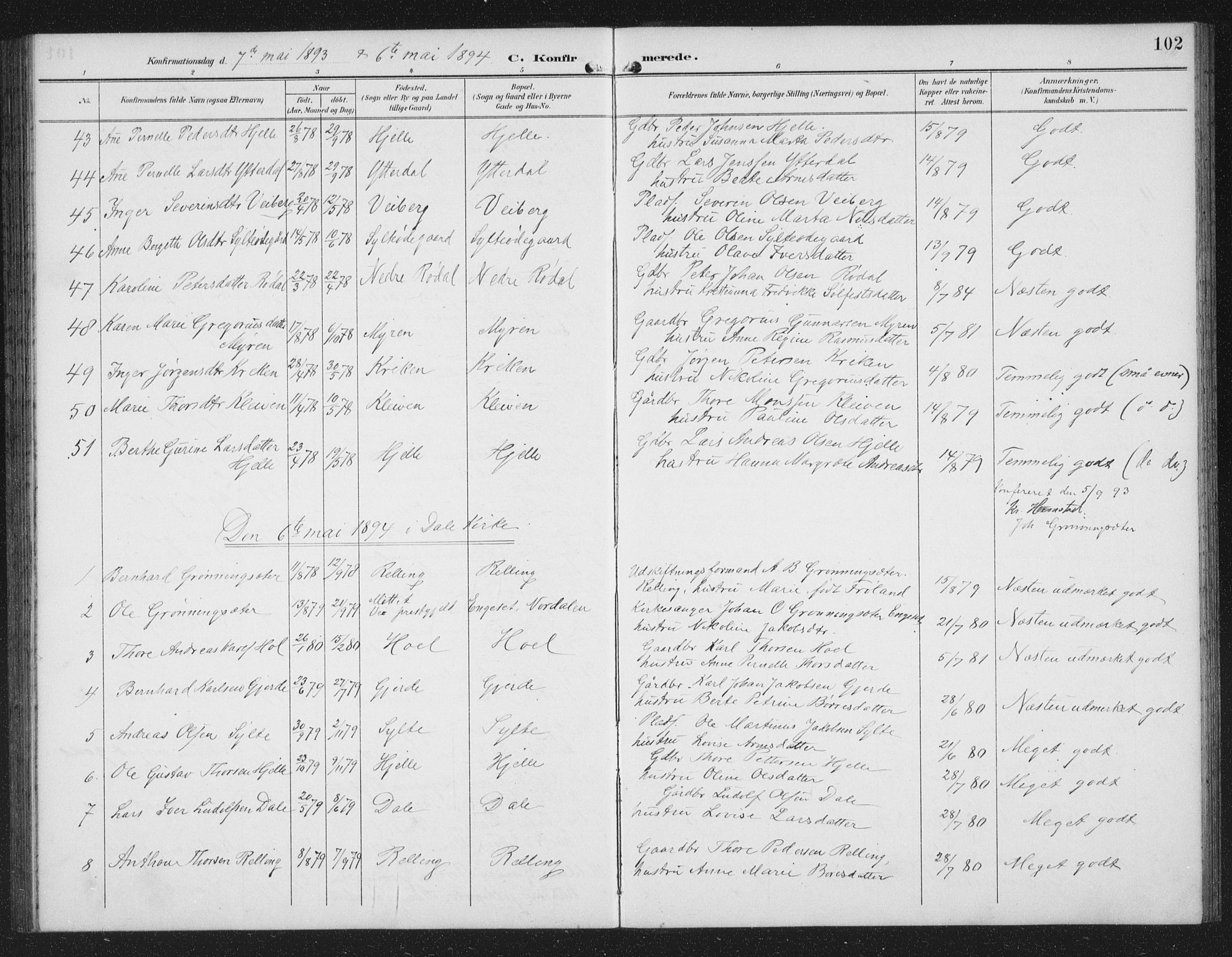 Ministerialprotokoller, klokkerbøker og fødselsregistre - Møre og Romsdal, AV/SAT-A-1454/519/L0264: Parish register (copy) no. 519C05, 1892-1910, p. 102