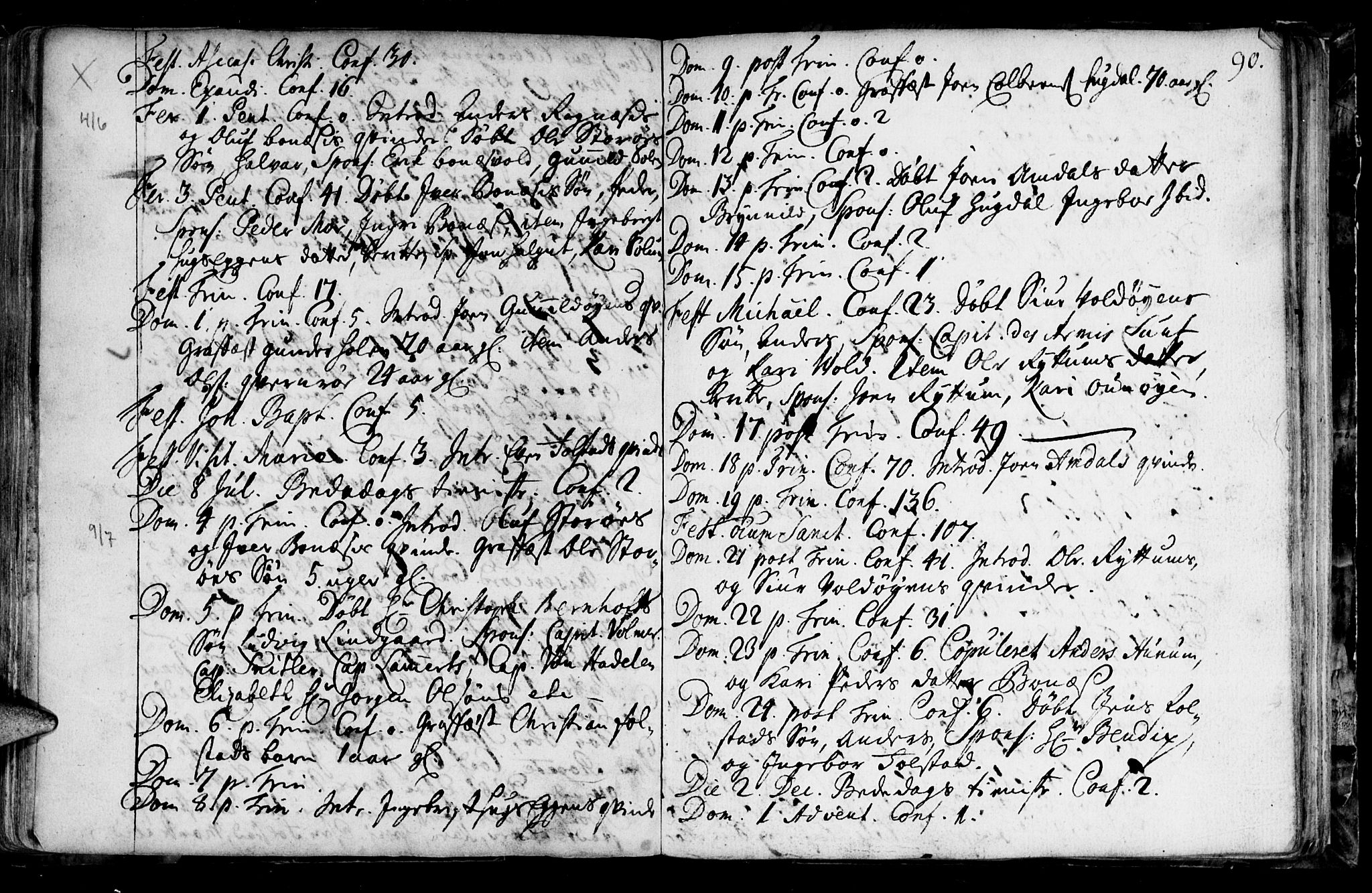 Ministerialprotokoller, klokkerbøker og fødselsregistre - Sør-Trøndelag, SAT/A-1456/687/L0990: Parish register (official) no. 687A01, 1690-1746, p. 90