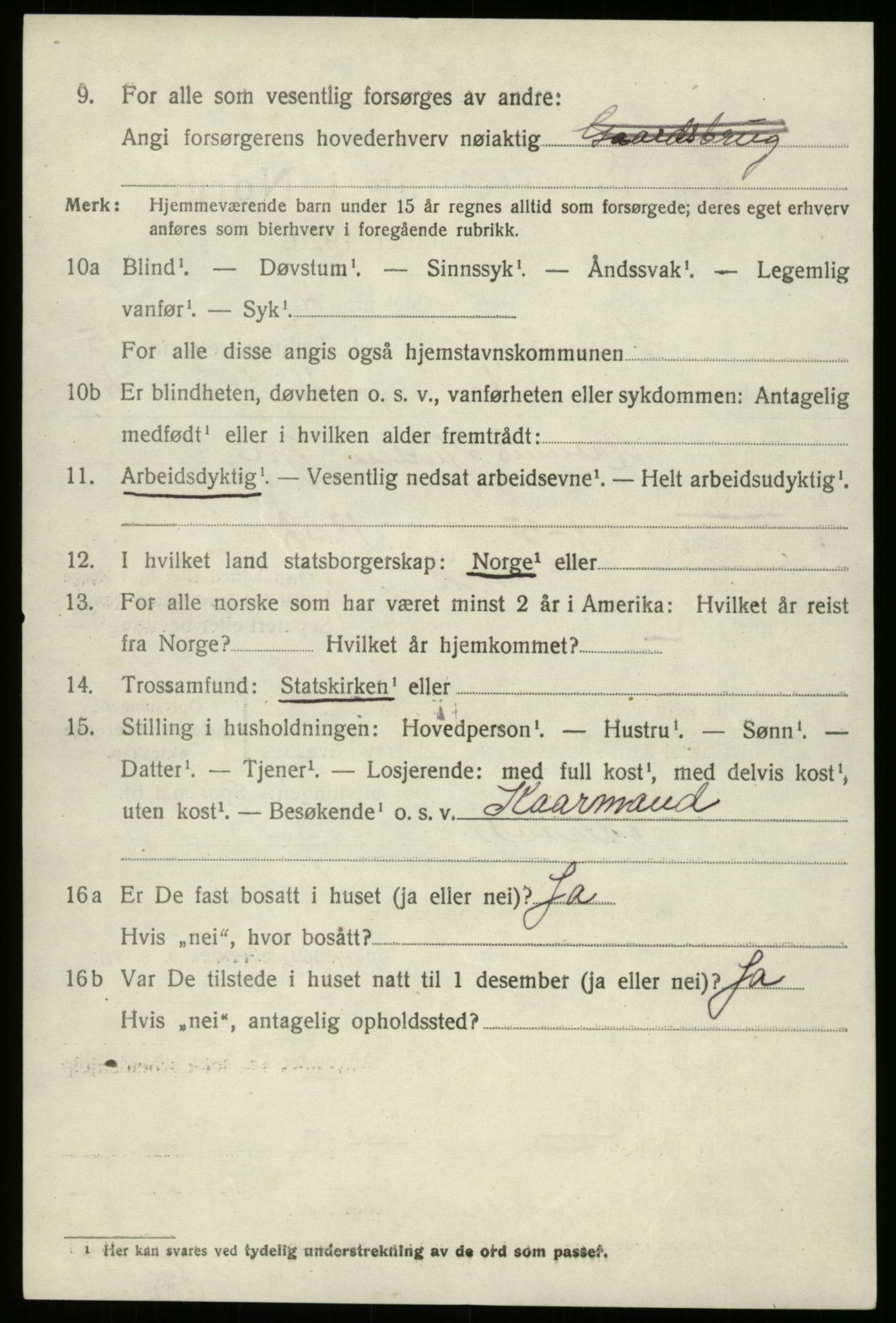 SAB, 1920 census for Innvik, 1920, p. 6116