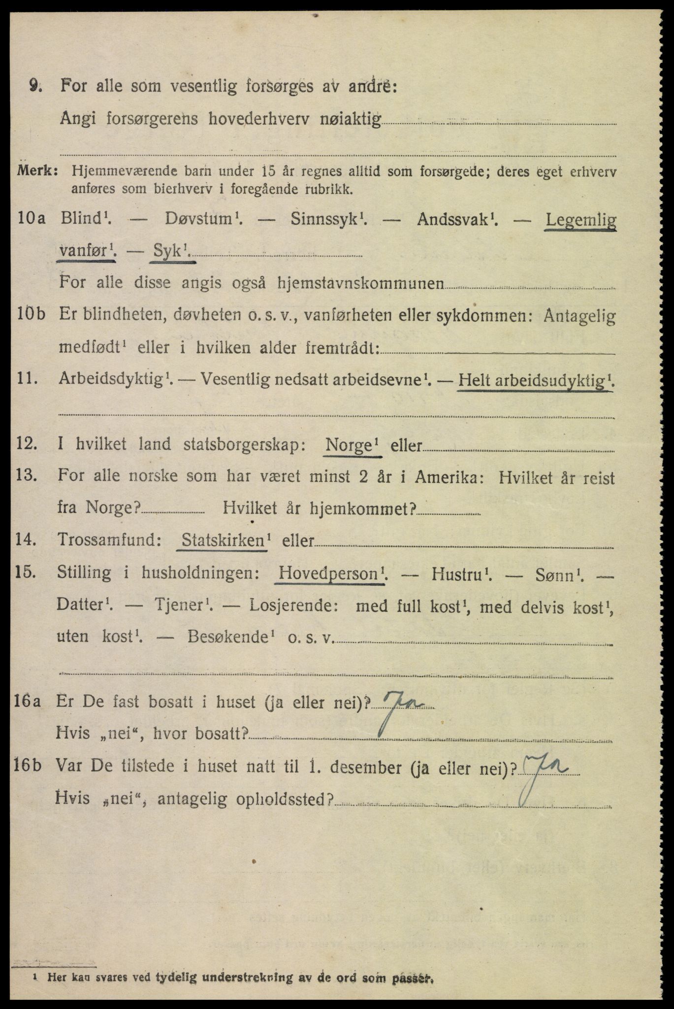 SAK, 1920 census for Oddernes, 1920, p. 6458