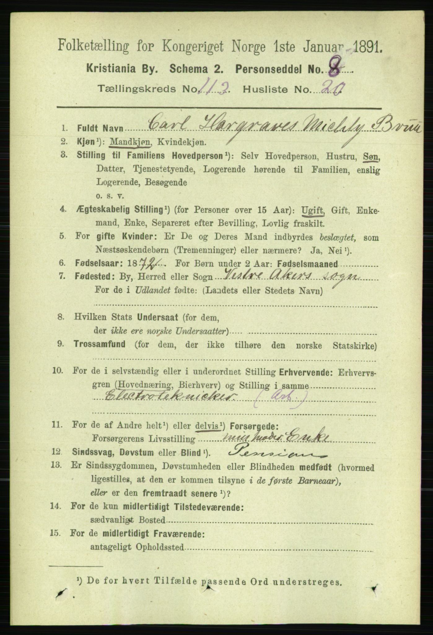 RA, 1891 census for 0301 Kristiania, 1891, p. 60618