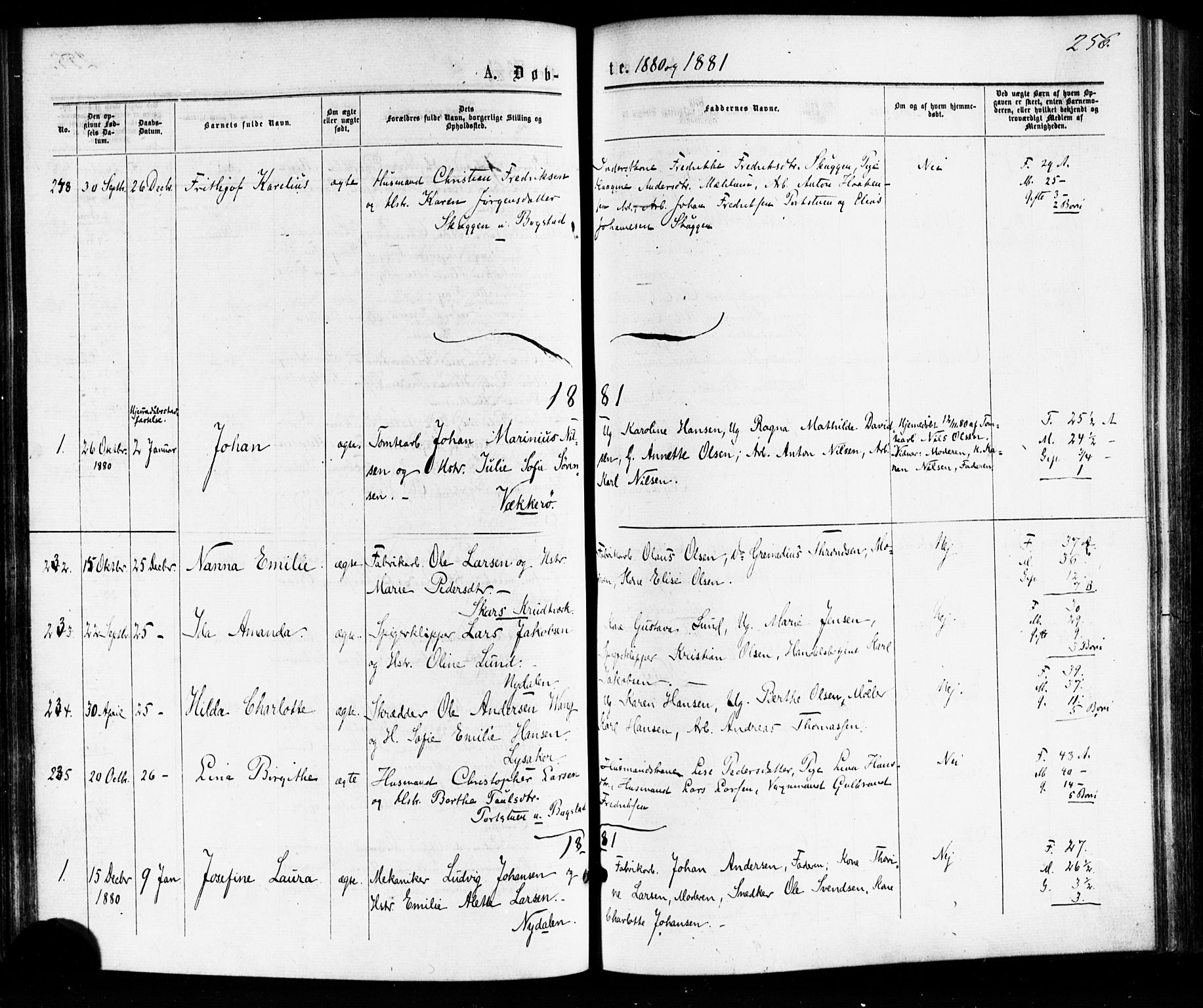 Vestre Aker prestekontor Kirkebøker, SAO/A-10025/F/Fa/L0007: Parish register (official) no. 7, 1875-1886, p. 256