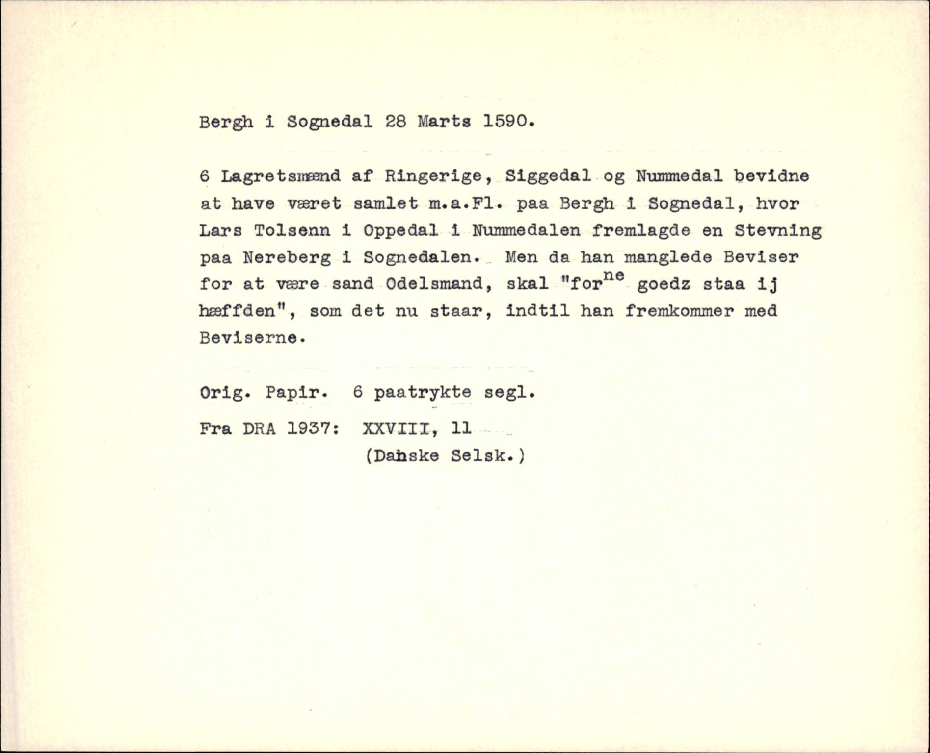 Riksarkivets diplomsamling, AV/RA-EA-5965/F35/F35f/L0003: Regestsedler: Diplomer fra DRA 1937 og 1996, p. 715