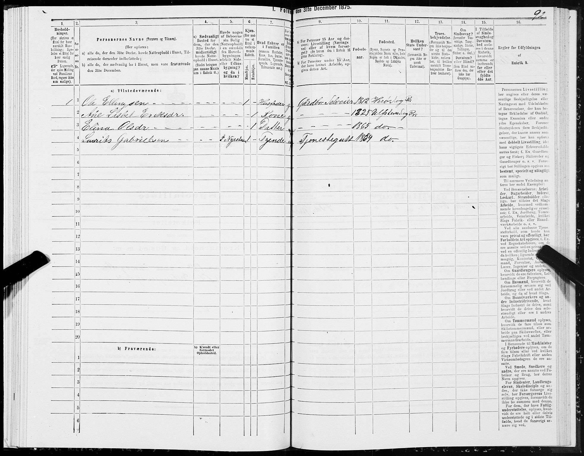SAT, 1875 census for 1516P Ulstein, 1875, p. 2092