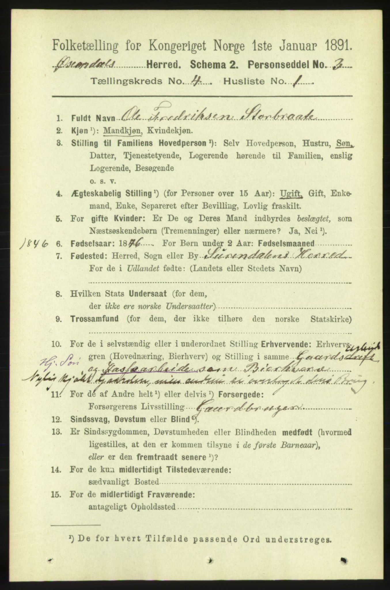 RA, 1891 census for 1561 Øksendal, 1891, p. 842