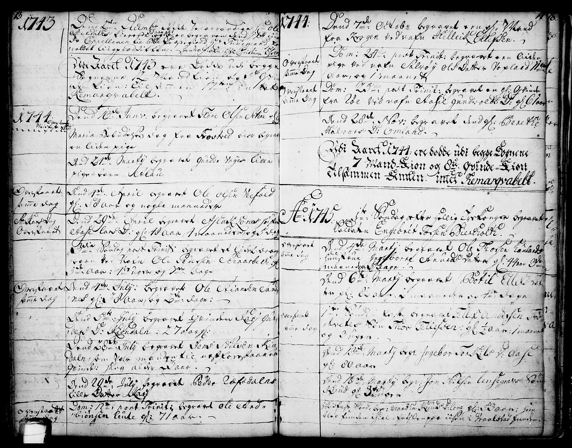 Drangedal kirkebøker, SAKO/A-258/F/Fa/L0002: Parish register (official) no. 2, 1733-1753, p. 13-14