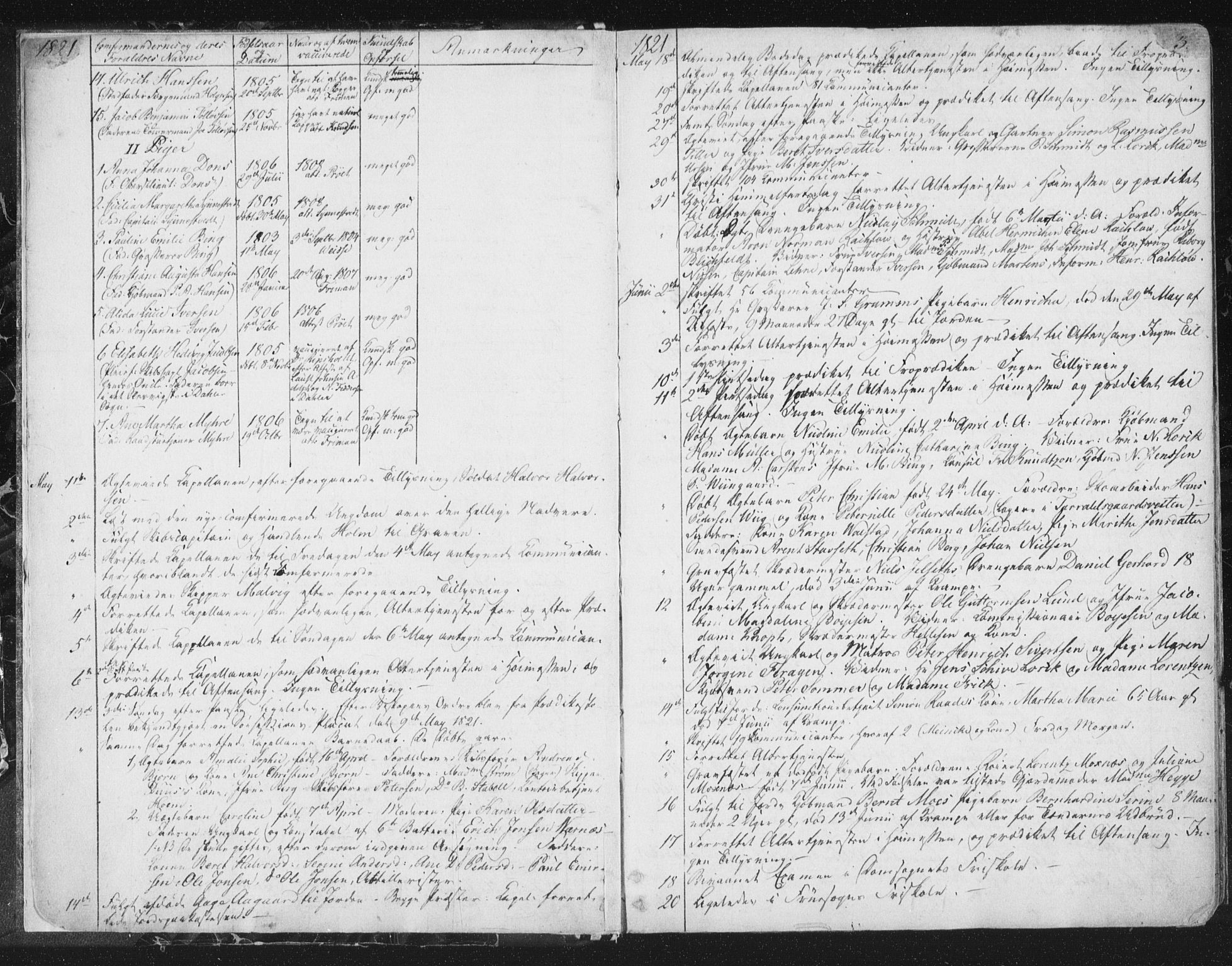 Ministerialprotokoller, klokkerbøker og fødselsregistre - Sør-Trøndelag, AV/SAT-A-1456/602/L0127: Curate's parish register no. 602B01, 1821-1875, p. 3