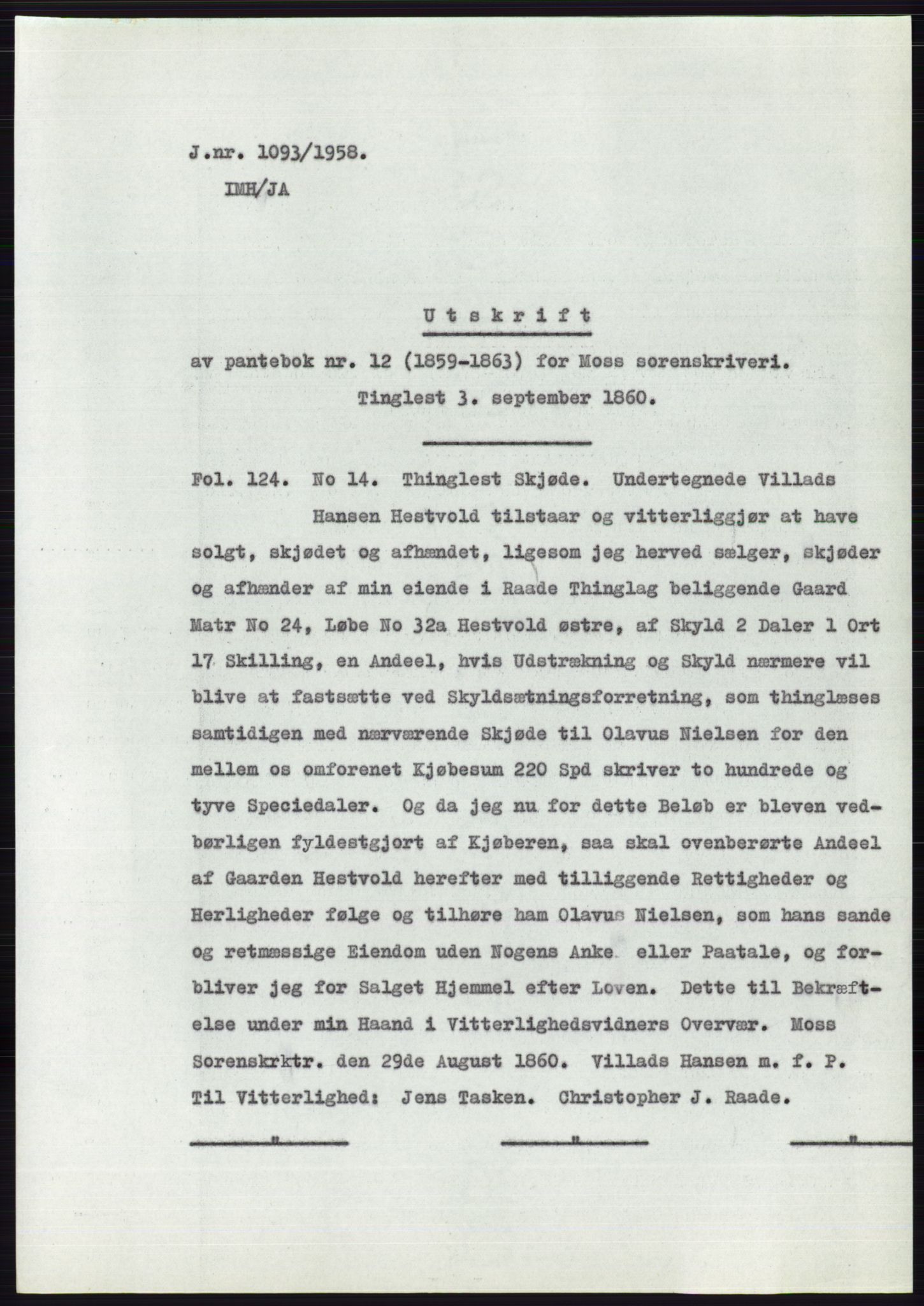 Statsarkivet i Oslo, SAO/A-10621/Z/Zd/L0008: Avskrifter, j.nr 14-1096/1958, 1958, p. 494