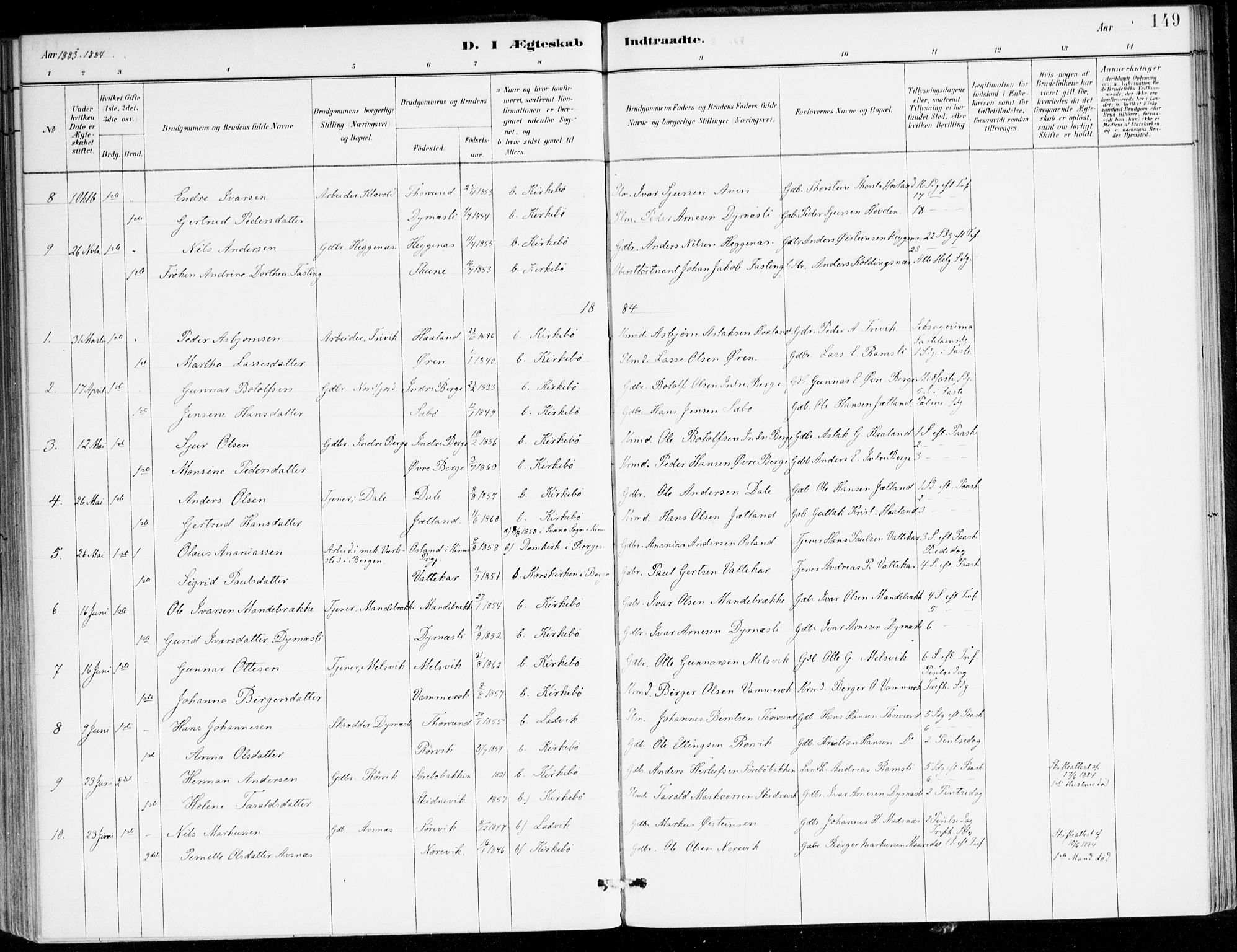 Lavik sokneprestembete, SAB/A-80901: Parish register (official) no. C 1, 1882-1904, p. 149