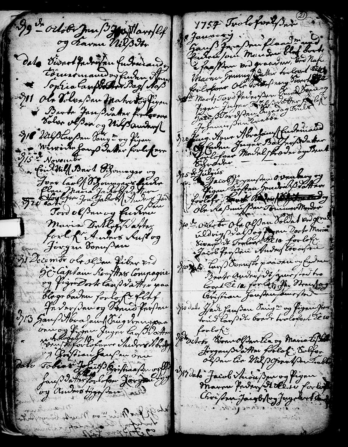 Skien kirkebøker, SAKO/A-302/F/Fa/L0002: Parish register (official) no. 2, 1716-1757, p. 21