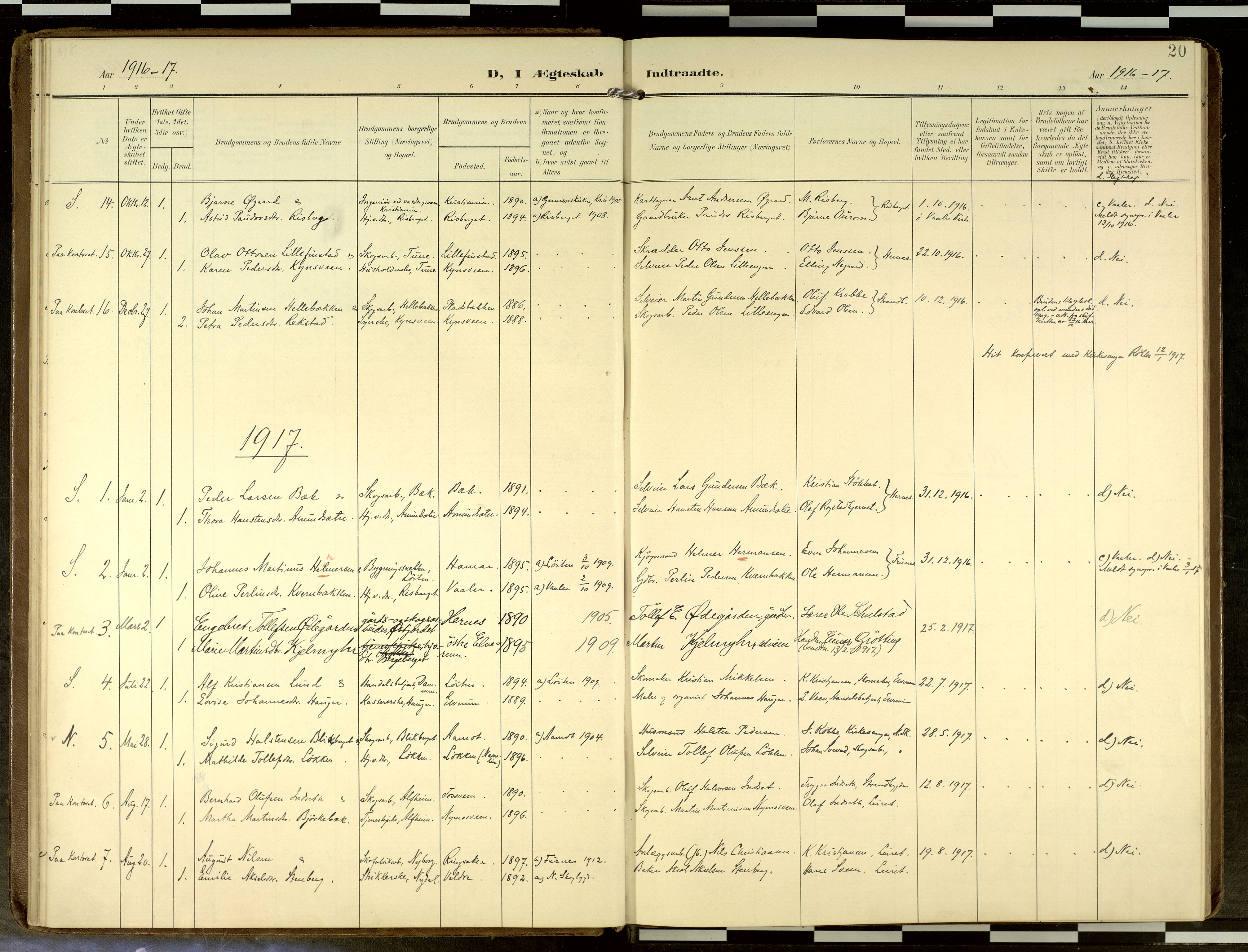 Elverum prestekontor, AV/SAH-PREST-044/H/Ha/Haa/L0019: Parish register (official) no. 19, 1903-1926, p. 20