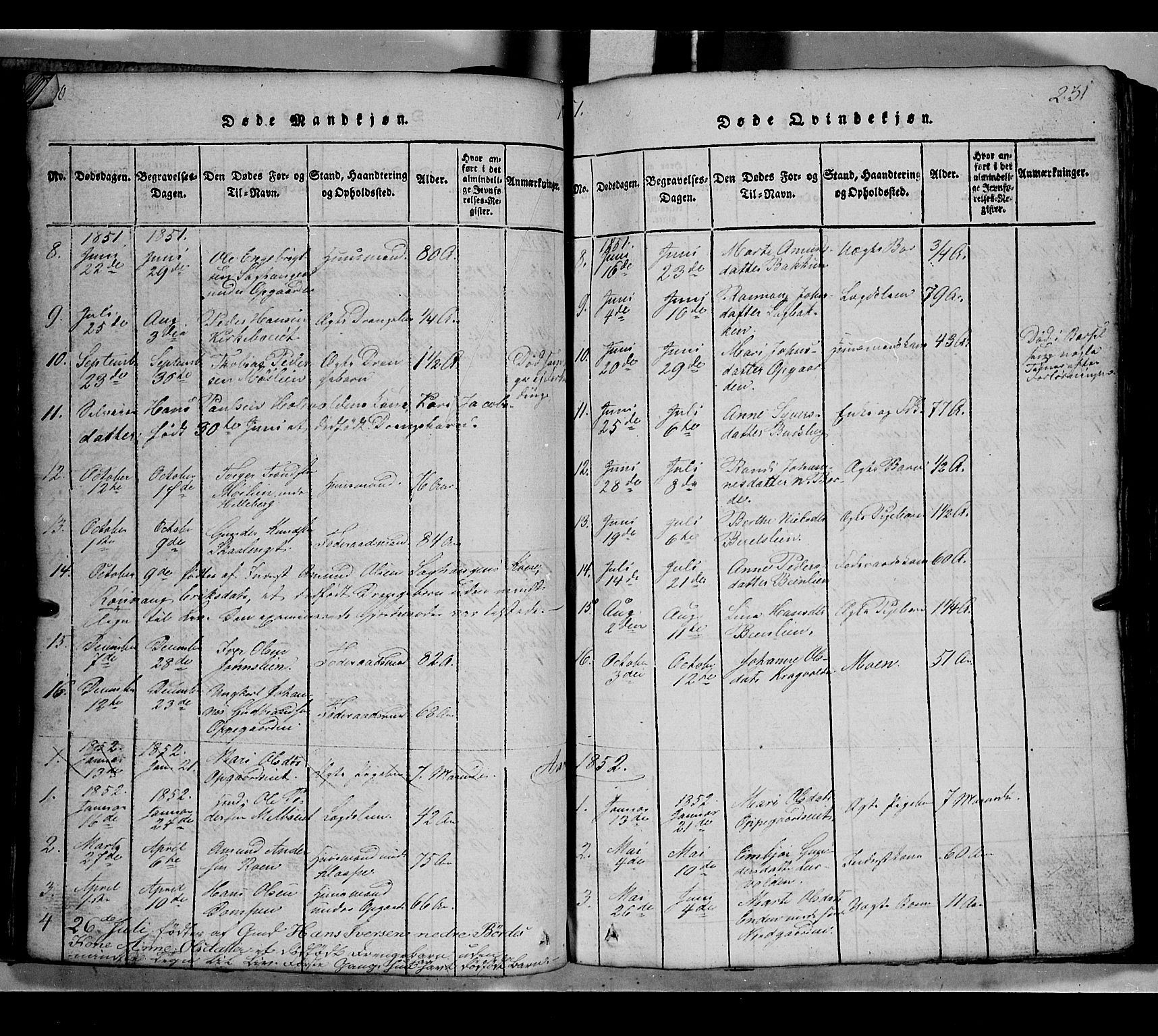 Gausdal prestekontor, SAH/PREST-090/H/Ha/Hab/L0002: Parish register (copy) no. 2, 1818-1874, p. 230-231