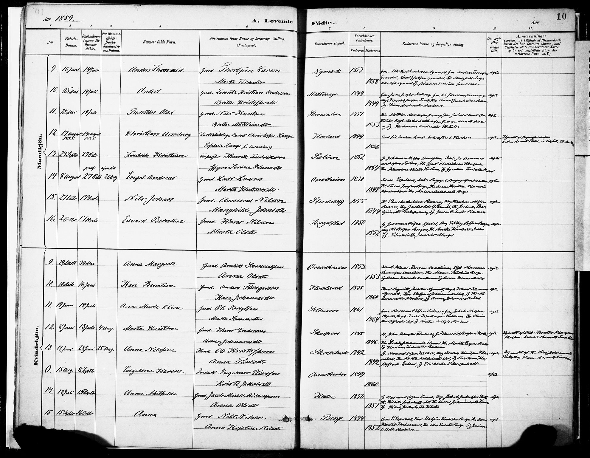 Tysnes sokneprestembete, SAB/A-78601/H/Haa: Parish register (official) no. C 1, 1887-1912, p. 10