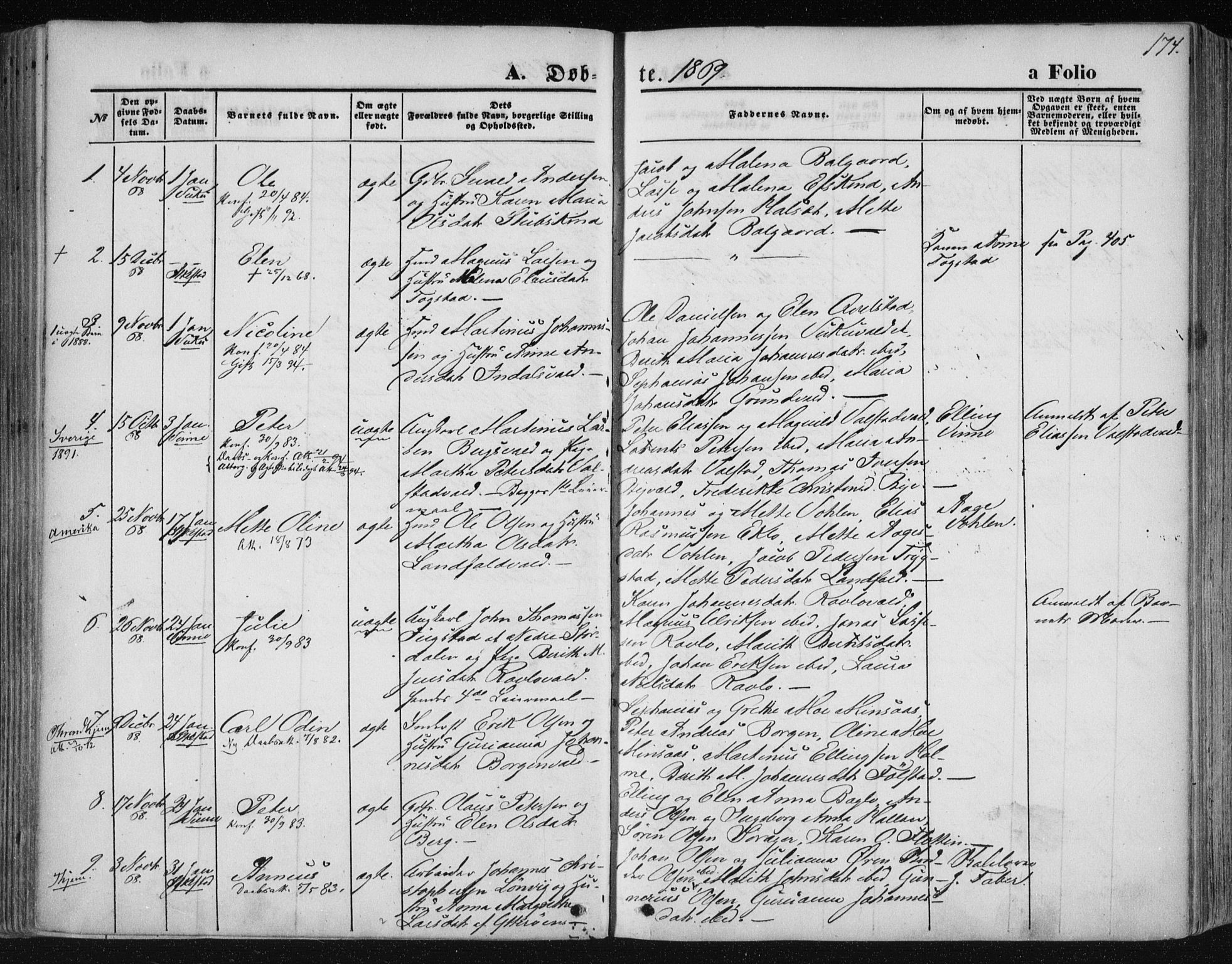 Ministerialprotokoller, klokkerbøker og fødselsregistre - Nord-Trøndelag, SAT/A-1458/723/L0241: Parish register (official) no. 723A10, 1860-1869, p. 174