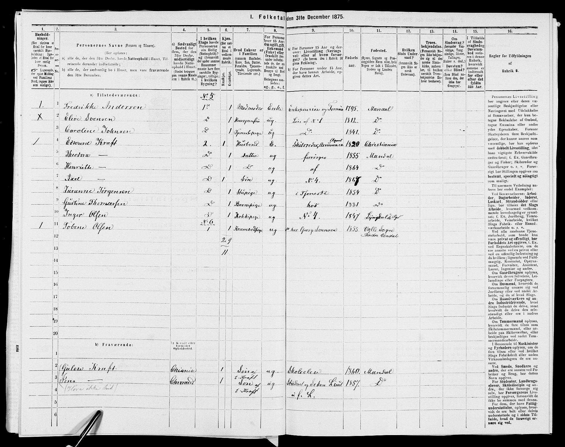 SAK, 1875 census for 1002B Mandal/Mandal, 1875, p. 169
