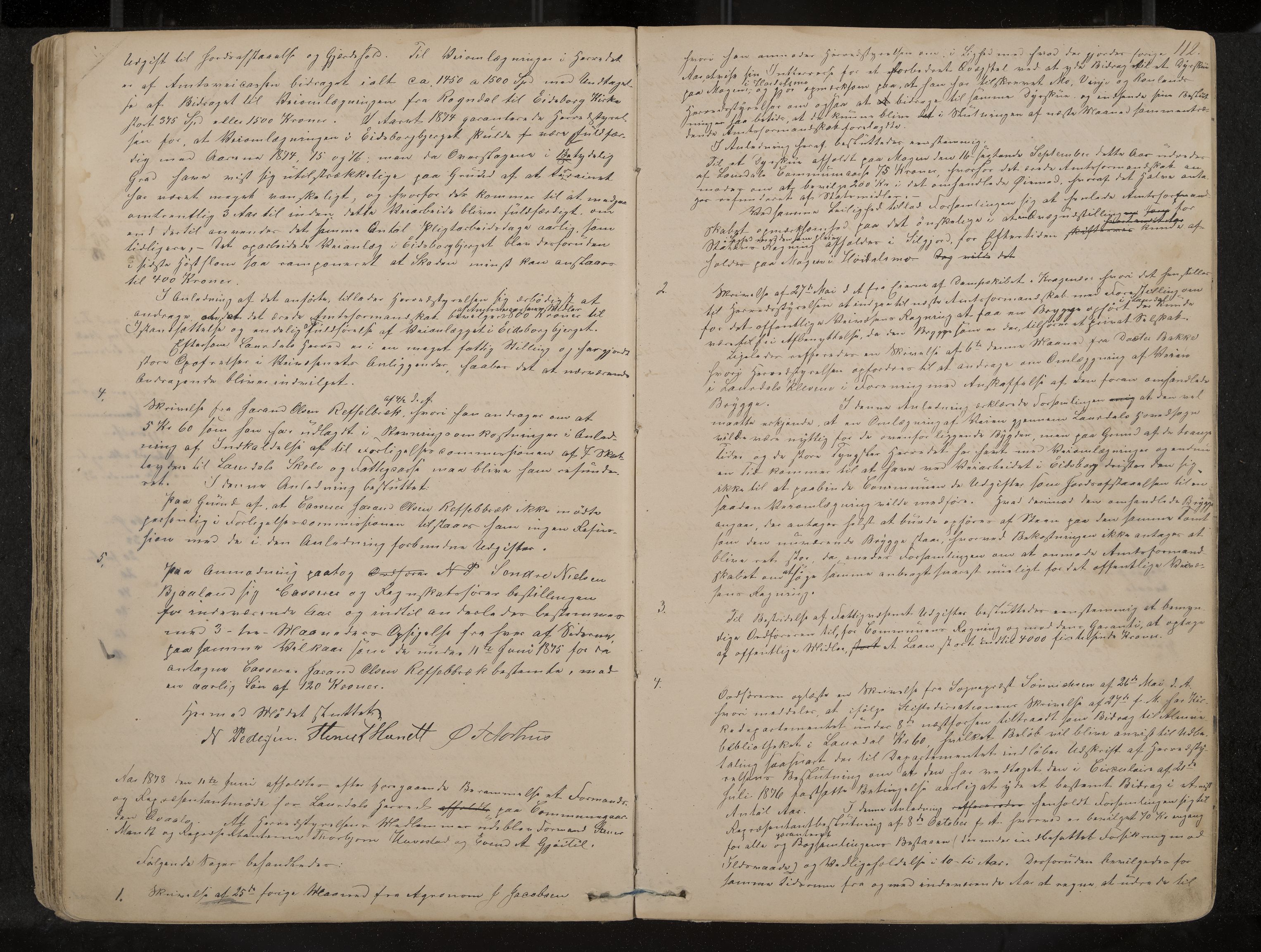 Lårdal formannskap og sentraladministrasjon, IKAK/0833021/A/L0002: Møtebok, 1865-1893, p. 112