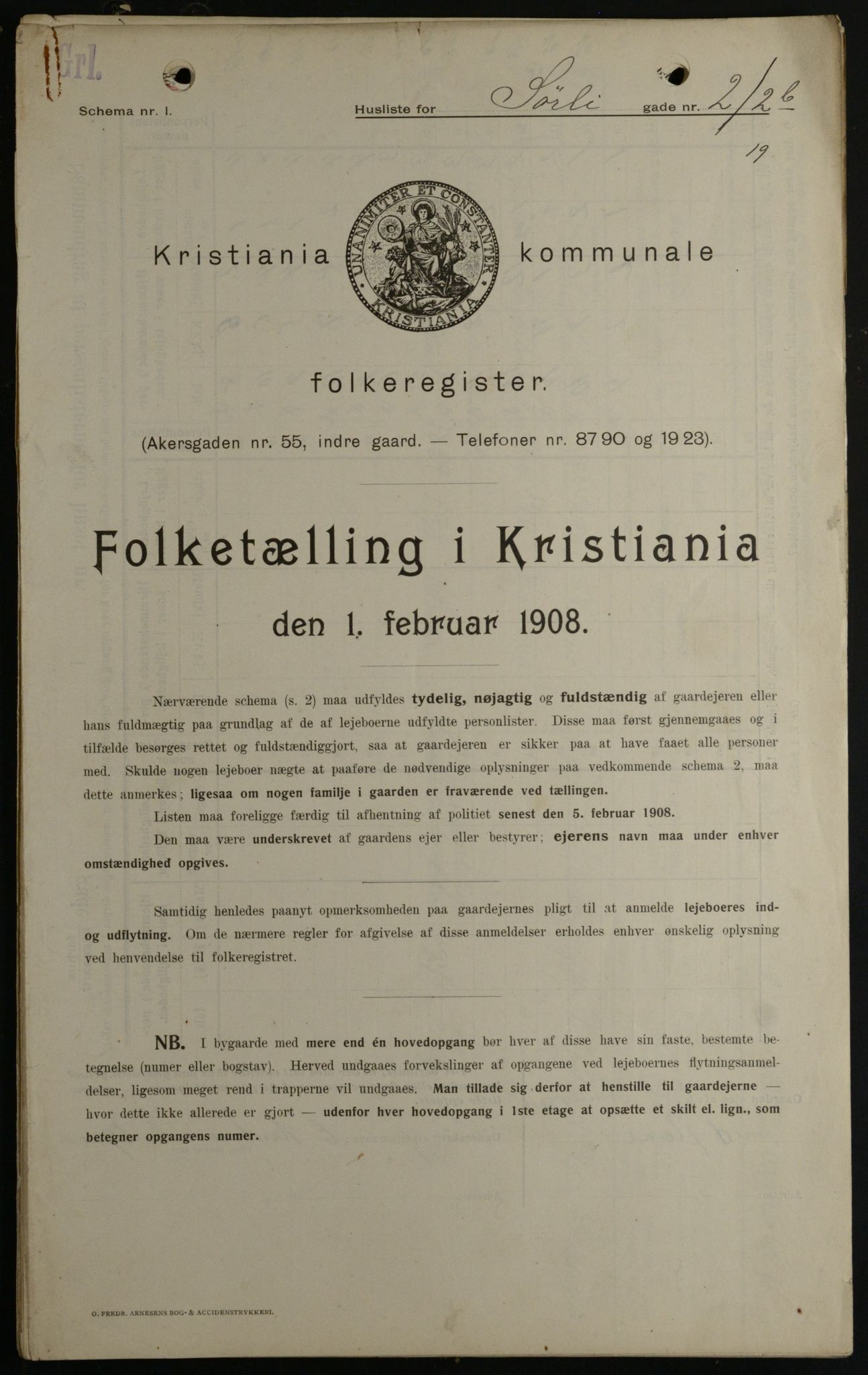 OBA, Municipal Census 1908 for Kristiania, 1908, p. 95634