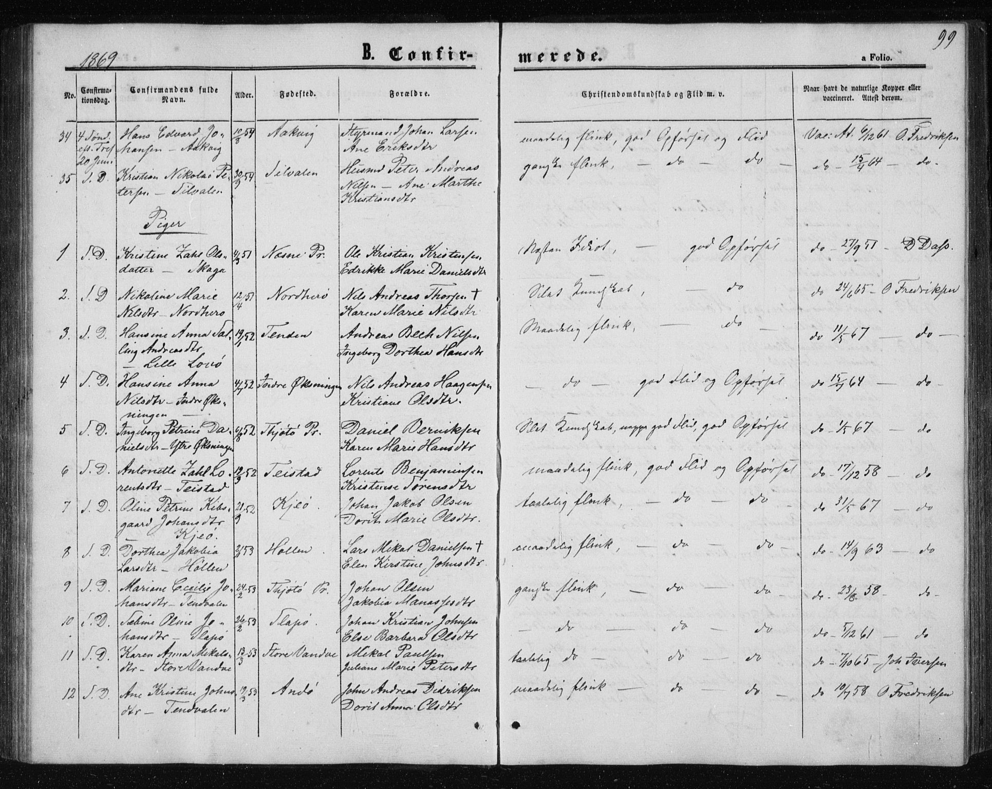 Ministerialprotokoller, klokkerbøker og fødselsregistre - Nordland, SAT/A-1459/834/L0505: Parish register (official) no. 834A03, 1862-1871, p. 99
