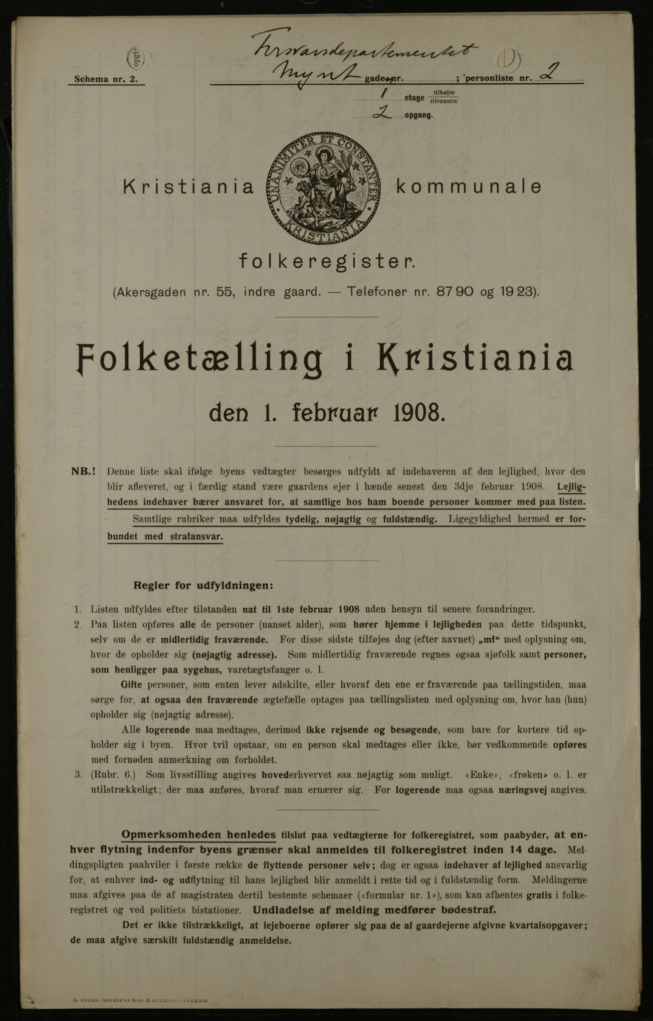 OBA, Municipal Census 1908 for Kristiania, 1908, p. 831