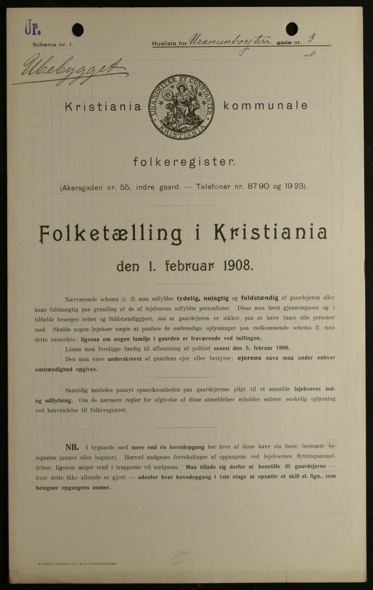 OBA, Municipal Census 1908 for Kristiania, 1908, p. 107881