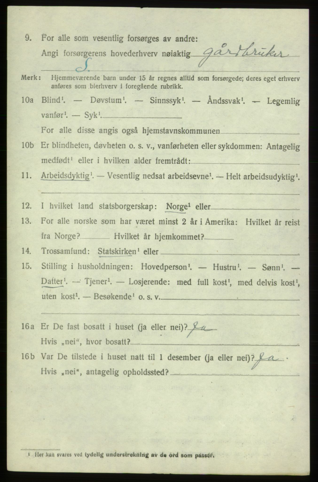 SAB, 1920 census for Fitjar, 1920, p. 5741