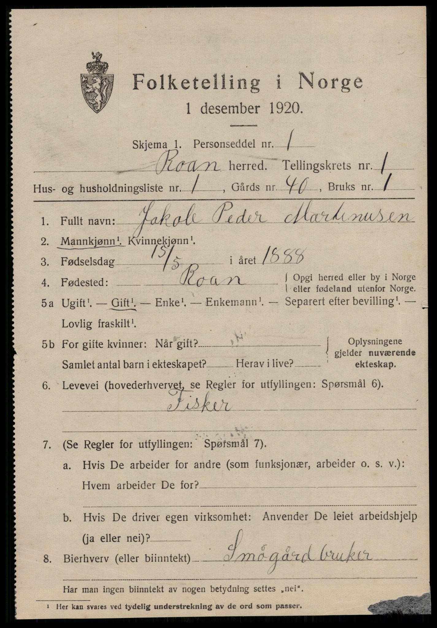 SAT, 1920 census for Roan, 1920, p. 803