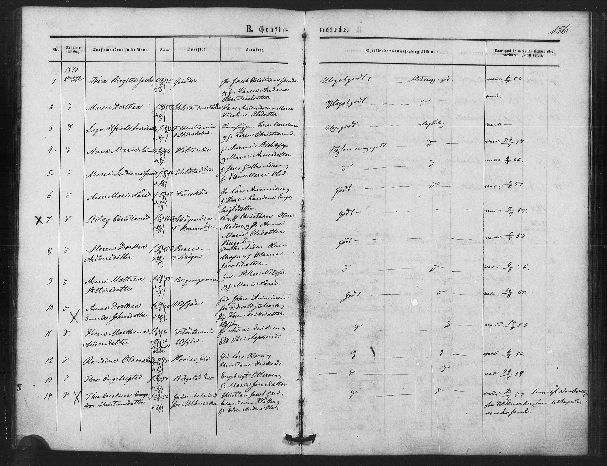 Nes prestekontor Kirkebøker, AV/SAO-A-10410/F/Fb/L0001: Parish register (official) no. II 1, 1859-1882, p. 156