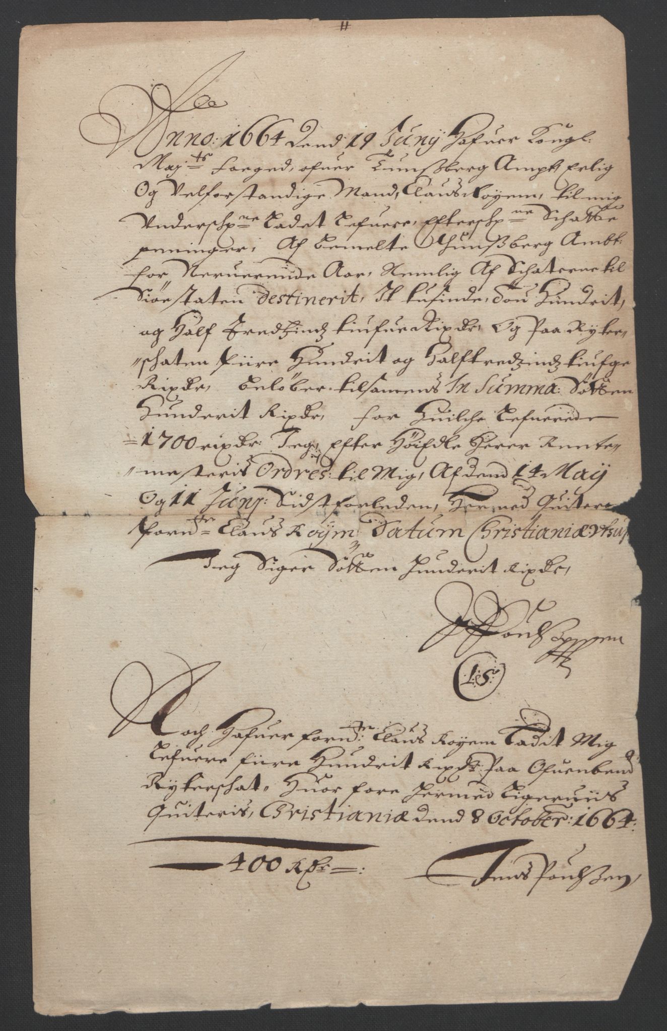 Rentekammeret inntil 1814, Reviderte regnskaper, Fogderegnskap, AV/RA-EA-4092/R32/L1842: Fogderegnskap Jarlsberg grevskap, 1664-1673, p. 6