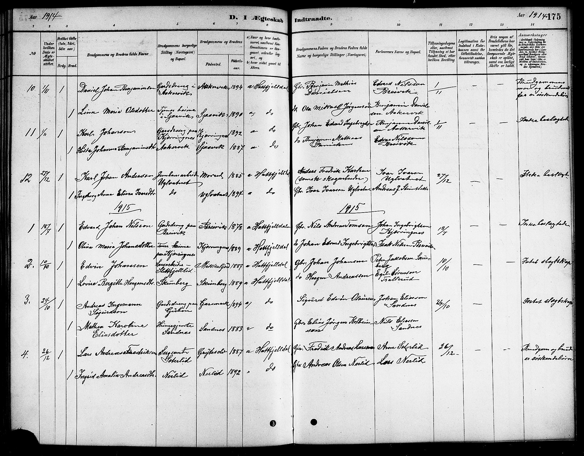 Ministerialprotokoller, klokkerbøker og fødselsregistre - Nordland, SAT/A-1459/823/L0330: Parish register (copy) no. 823C02, 1879-1916, p. 175