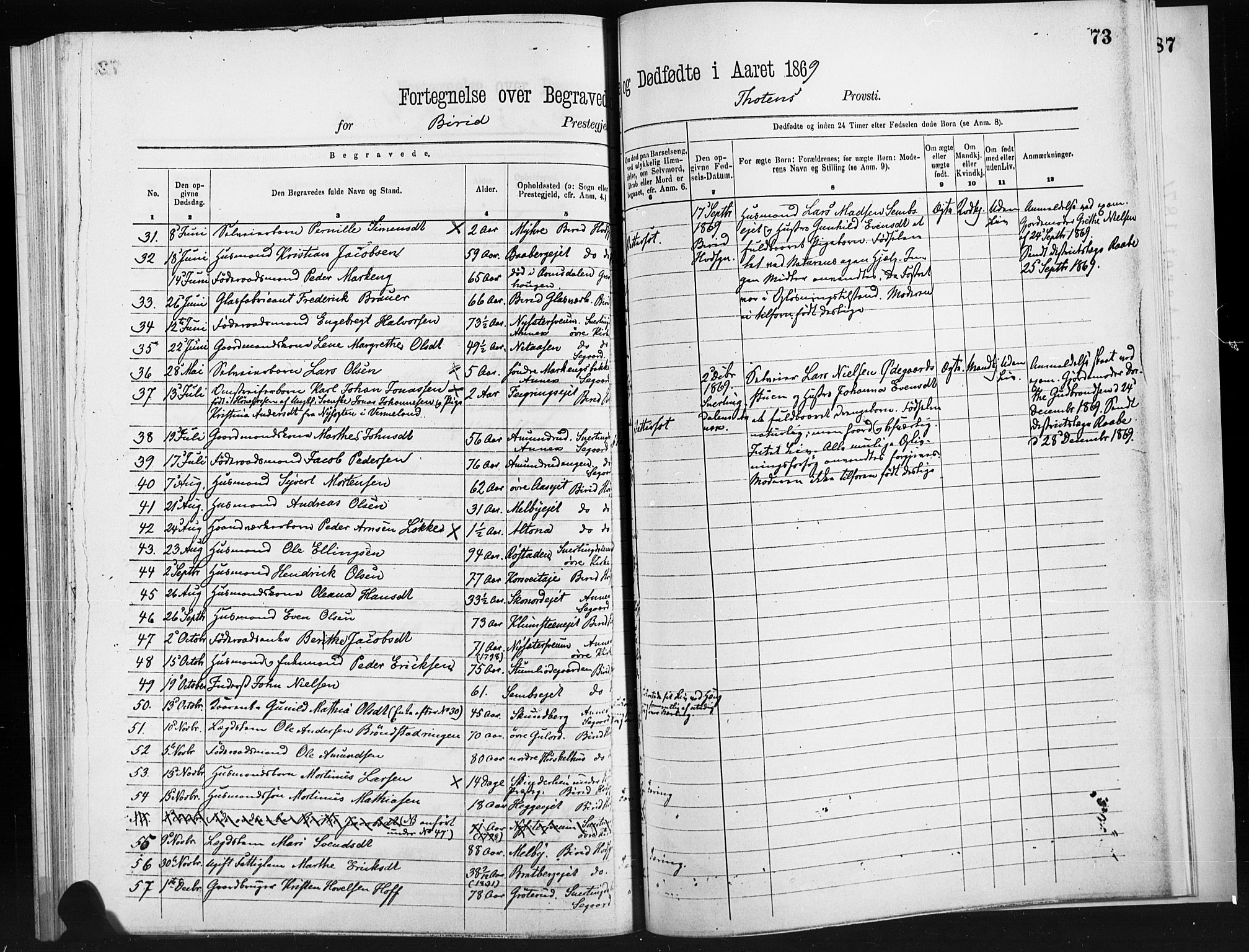 Statistisk sentralbyrå, Sosiodemografiske emner, Befolkning, RA/S-2228/D/Dd: Parish register (official) no. -, 1866-1872, p. 73