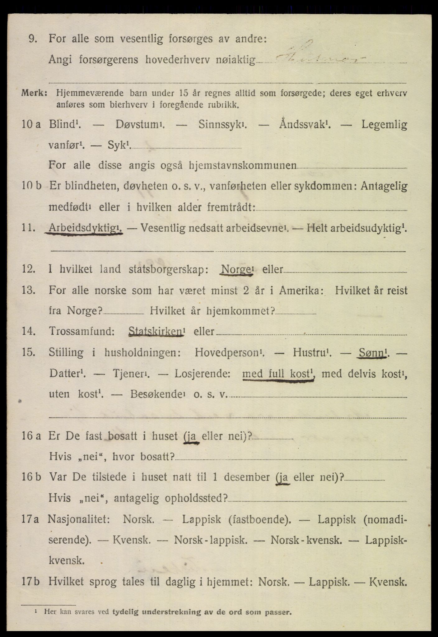 SAT, 1920 census for Nordfold, 1920, p. 1970