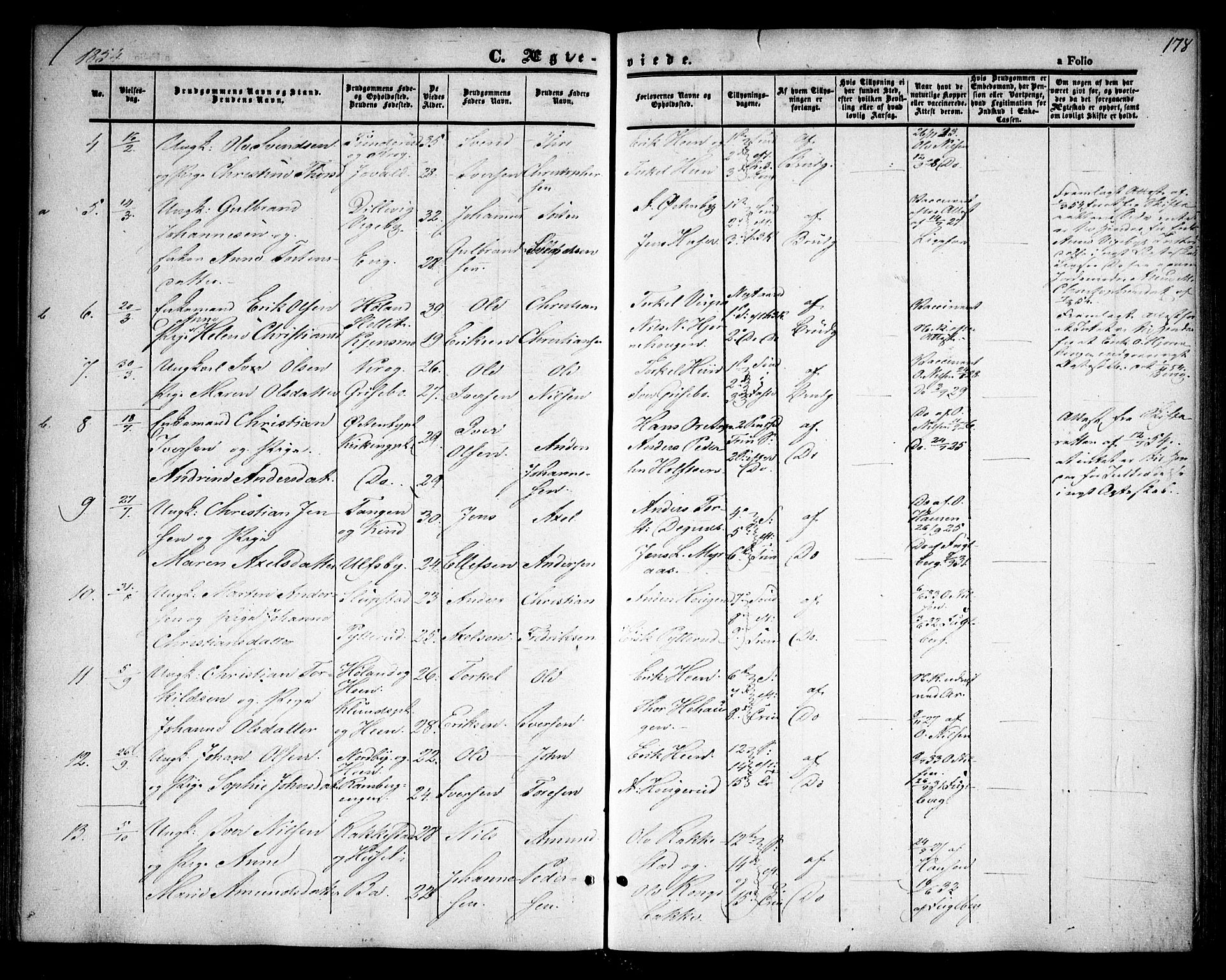 Rødenes prestekontor Kirkebøker, AV/SAO-A-2005/F/Fa/L0006: Parish register (official) no. I 6, 1850-1859, p. 178