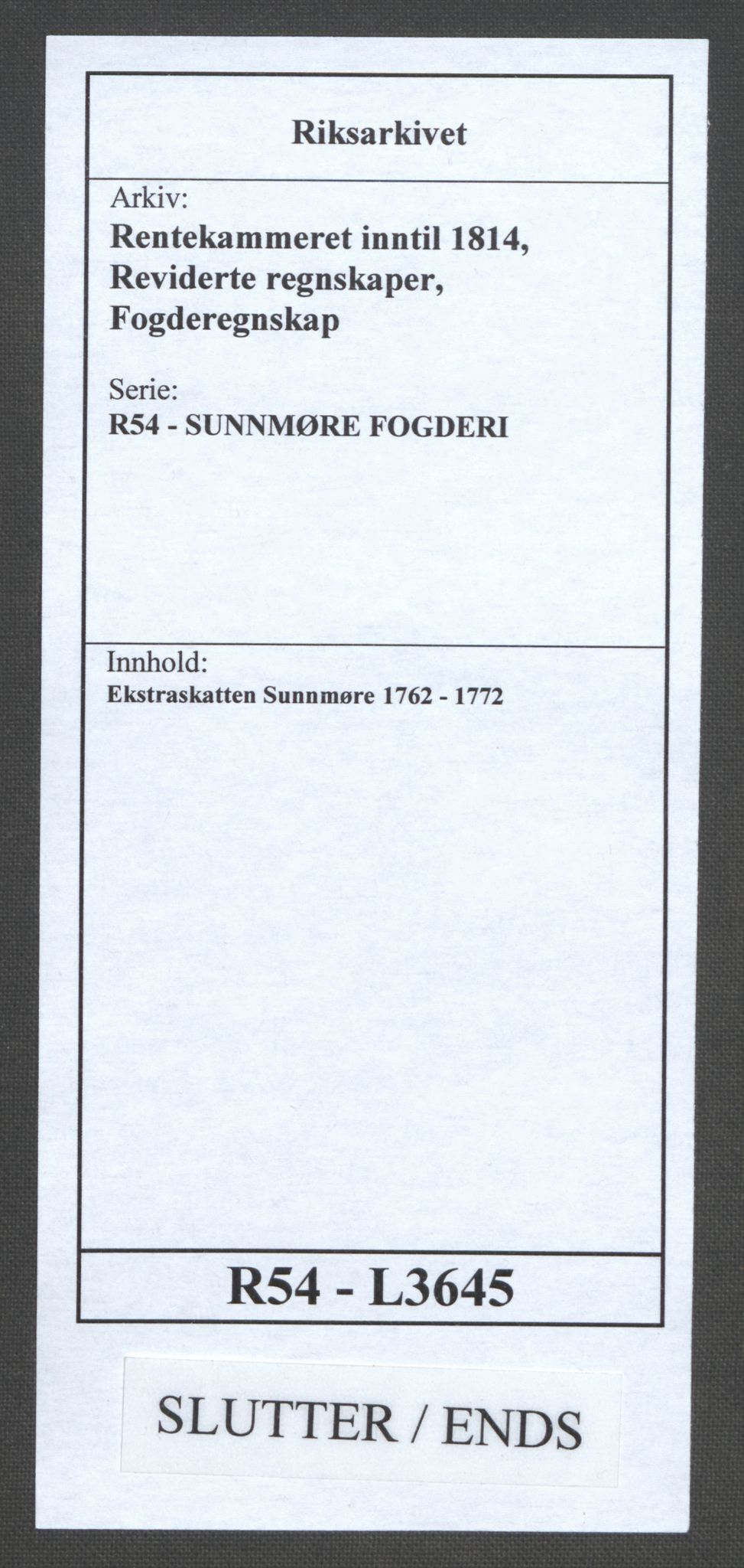 Rentekammeret inntil 1814, Reviderte regnskaper, Fogderegnskap, AV/RA-EA-4092/R54/L3645: Ekstraskatten Sunnmøre, 1762-1772, p. 351