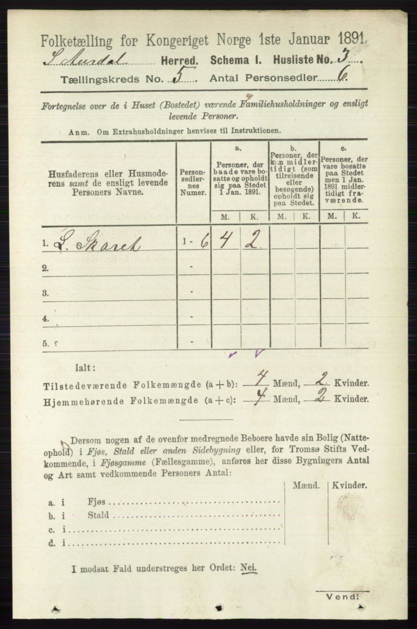 RA, 1891 census for 0540 Sør-Aurdal, 1891, p. 3076