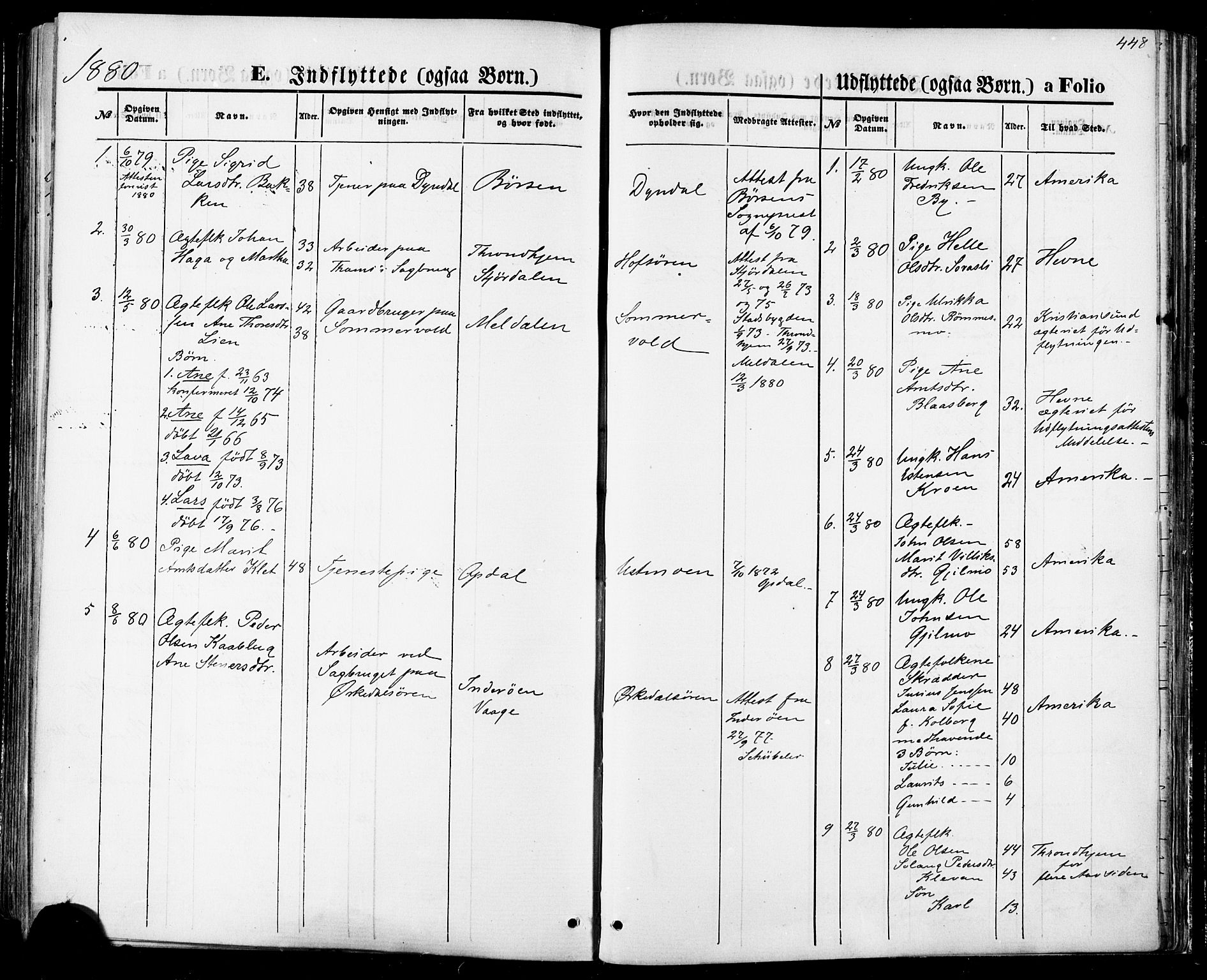 Ministerialprotokoller, klokkerbøker og fødselsregistre - Sør-Trøndelag, SAT/A-1456/668/L0807: Parish register (official) no. 668A07, 1870-1880, p. 448