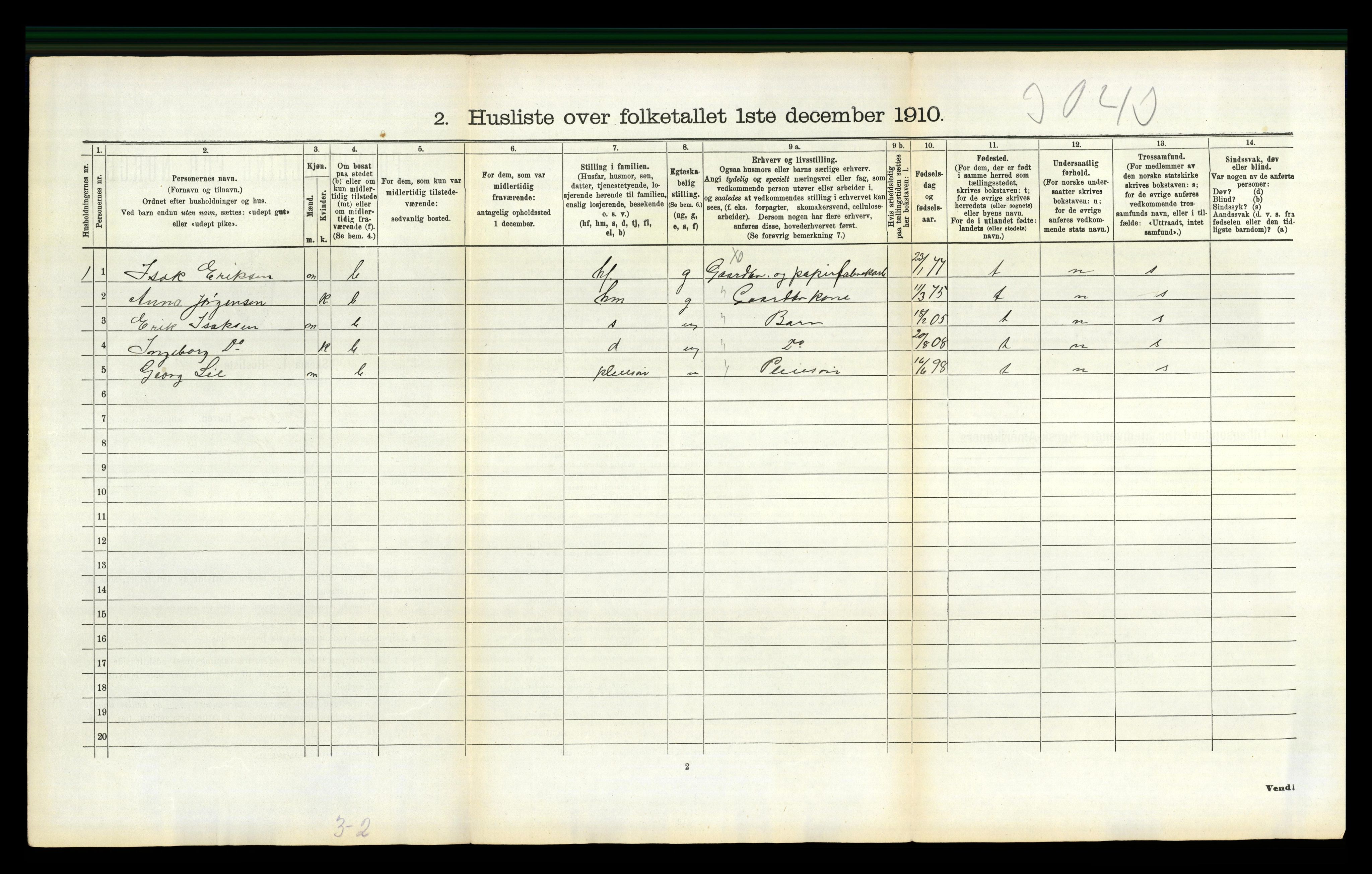 RA, 1910 census for Gjerpen, 1910, p. 2550