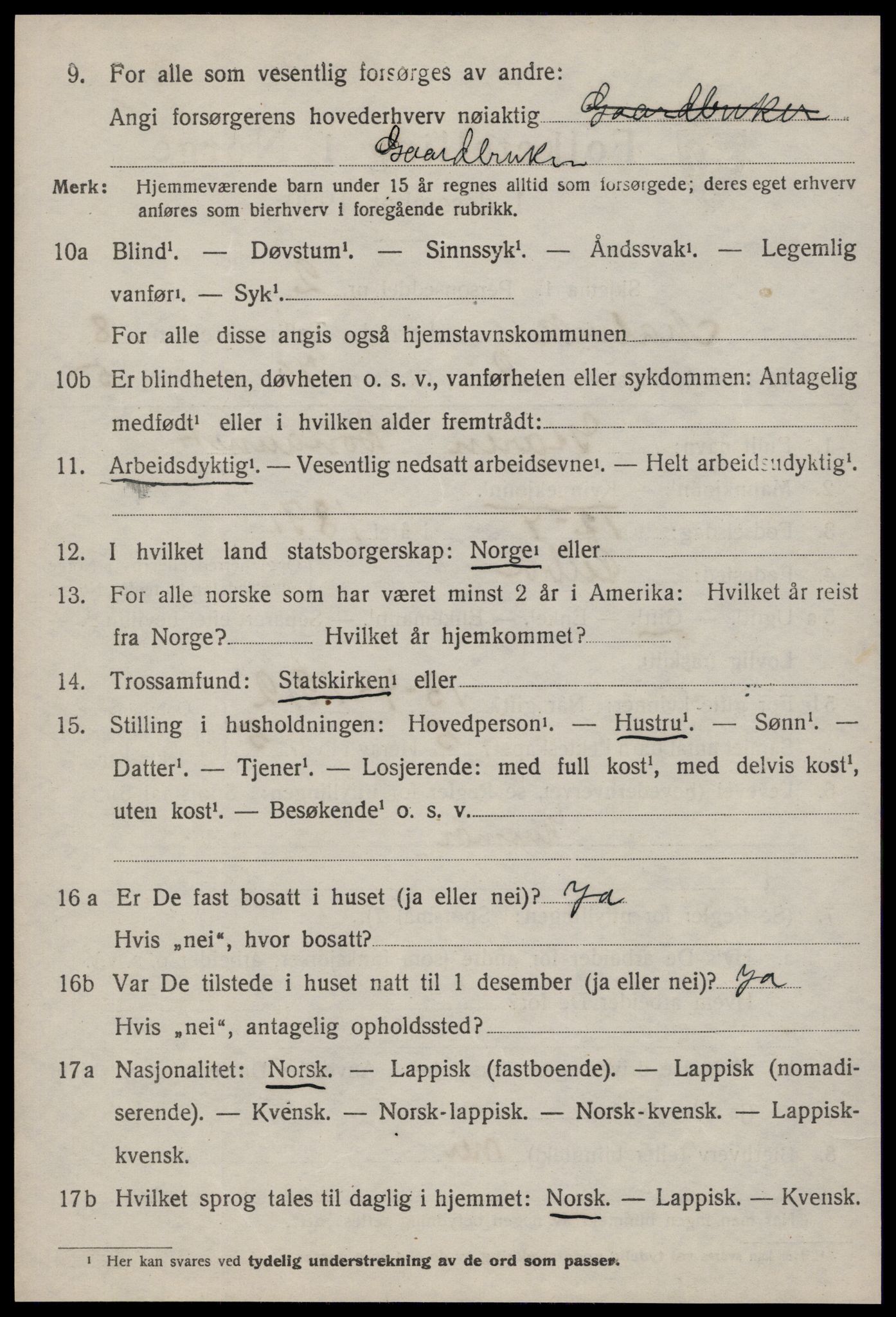 SAT, 1920 census for Malvik, 1920, p. 7597