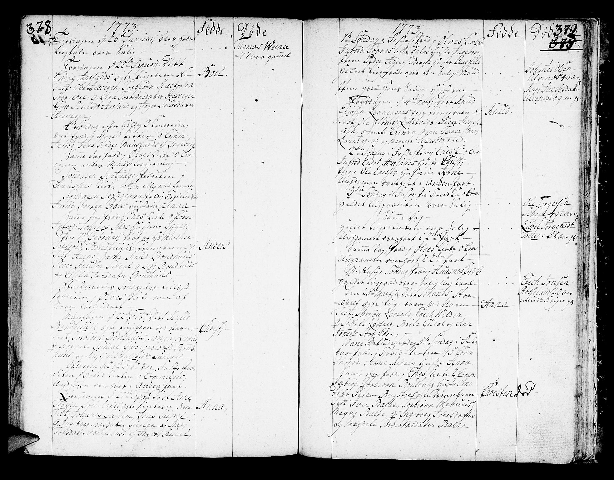 Kvinnherad sokneprestembete, SAB/A-76401/H/Haa: Parish register (official) no. A 3, 1754-1777, p. 378-379