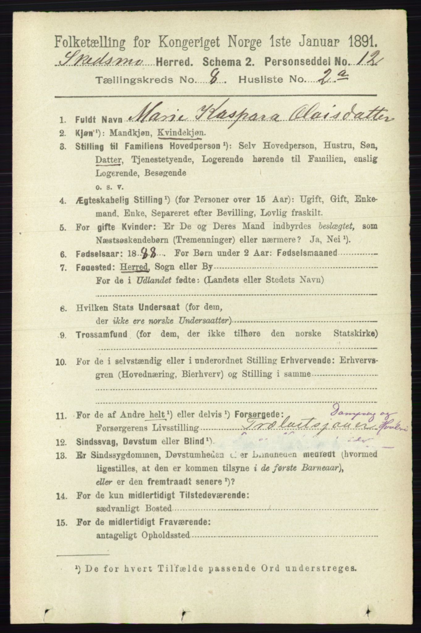 RA, 1891 census for 0231 Skedsmo, 1891, p. 3940