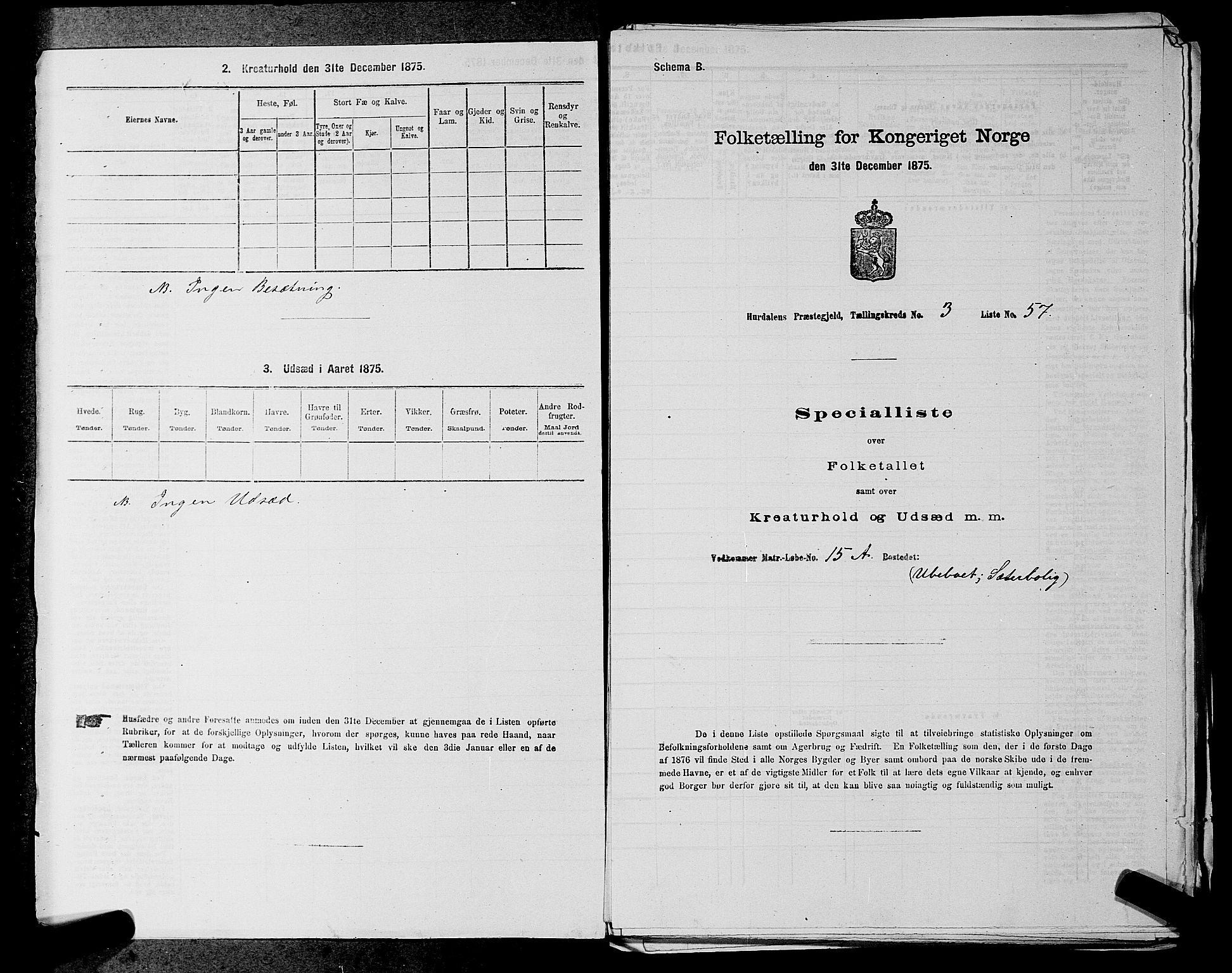 RA, 1875 census for 0239P Hurdal, 1875, p. 462