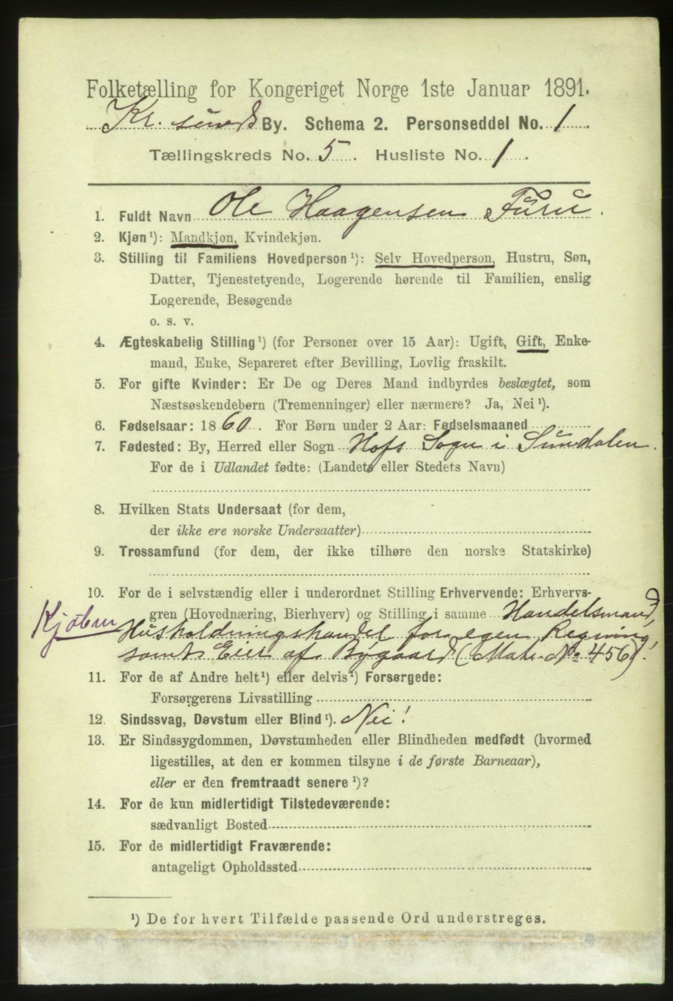 RA, 1891 census for 1503 Kristiansund, 1891, p. 4251