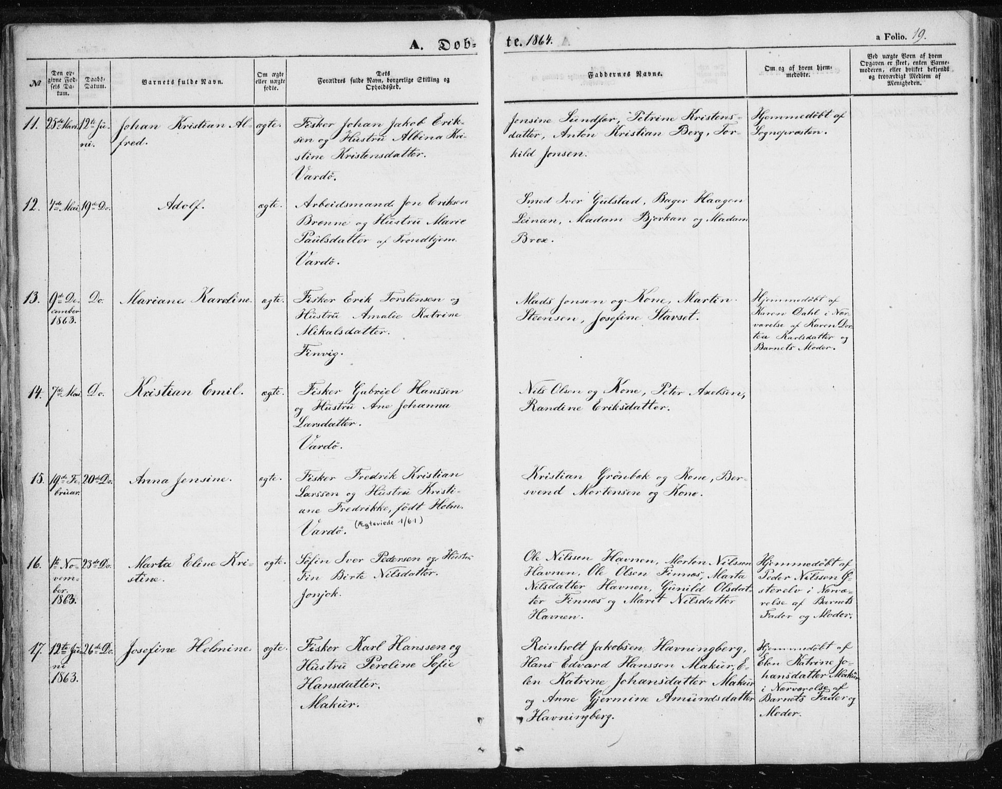 Vardø sokneprestkontor, SATØ/S-1332/H/Ha/L0004kirke: Parish register (official) no. 4, 1862-1871, p. 19