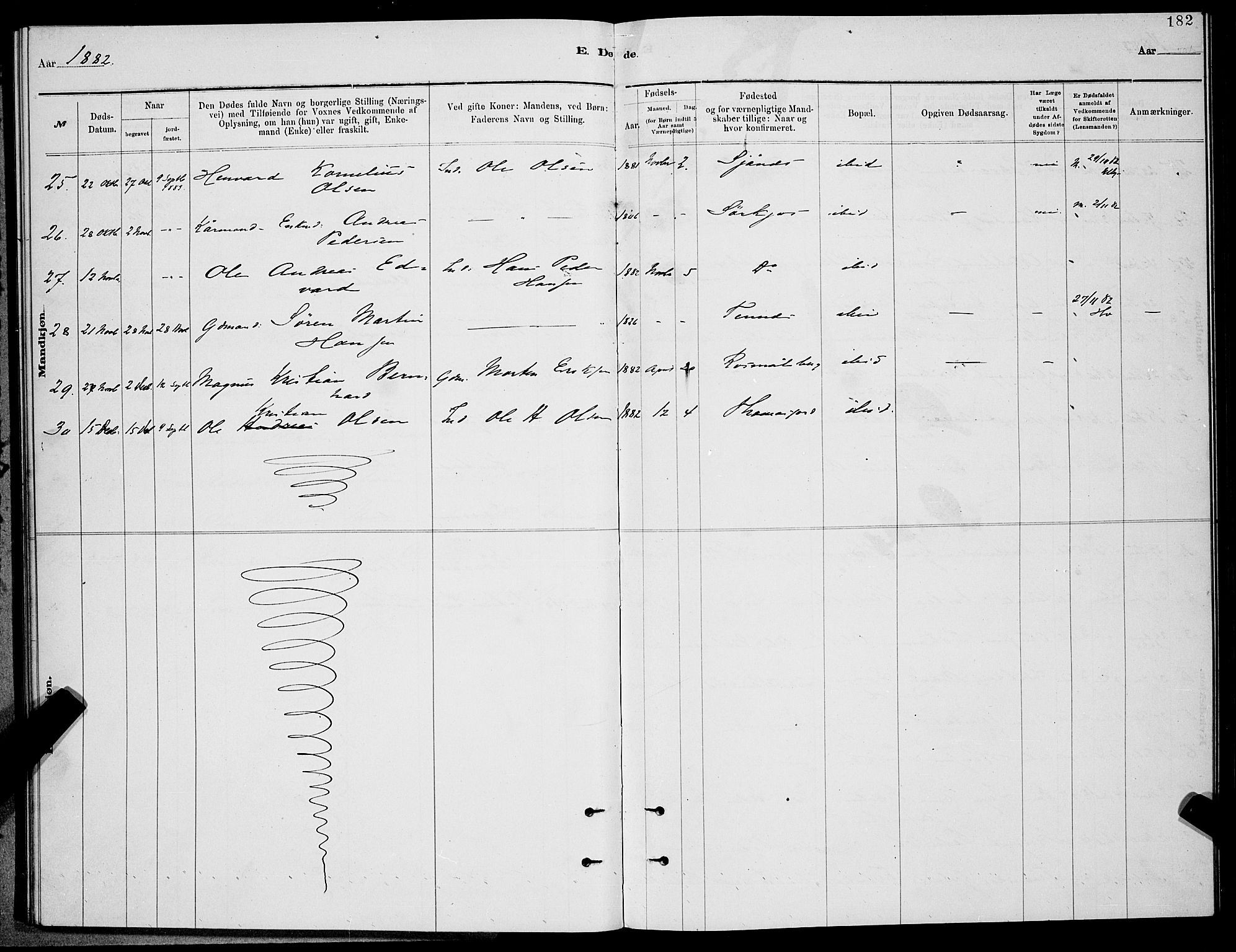 Balsfjord sokneprestembete, SATØ/S-1303/G/Ga/L0007klokker: Parish register (copy) no. 7, 1878-1889, p. 182